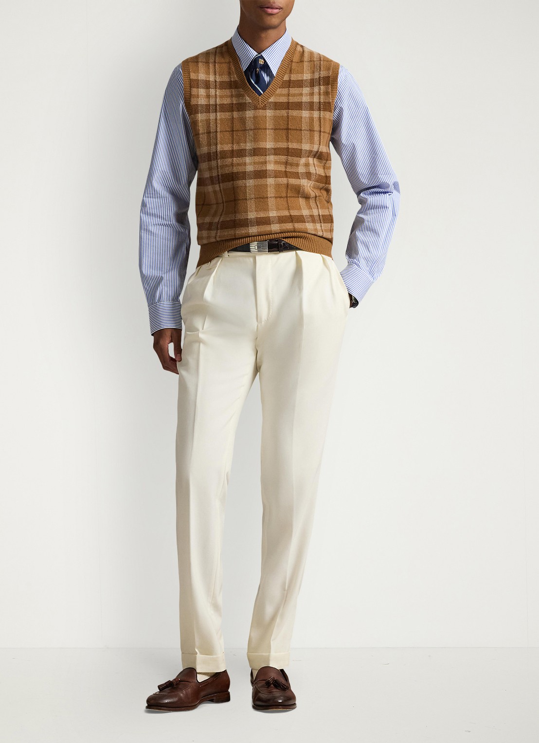 Ralph Lauren Fijngebreide spencer van kasjmier met ruitdessin - voorkant 2 brown combo-256z
