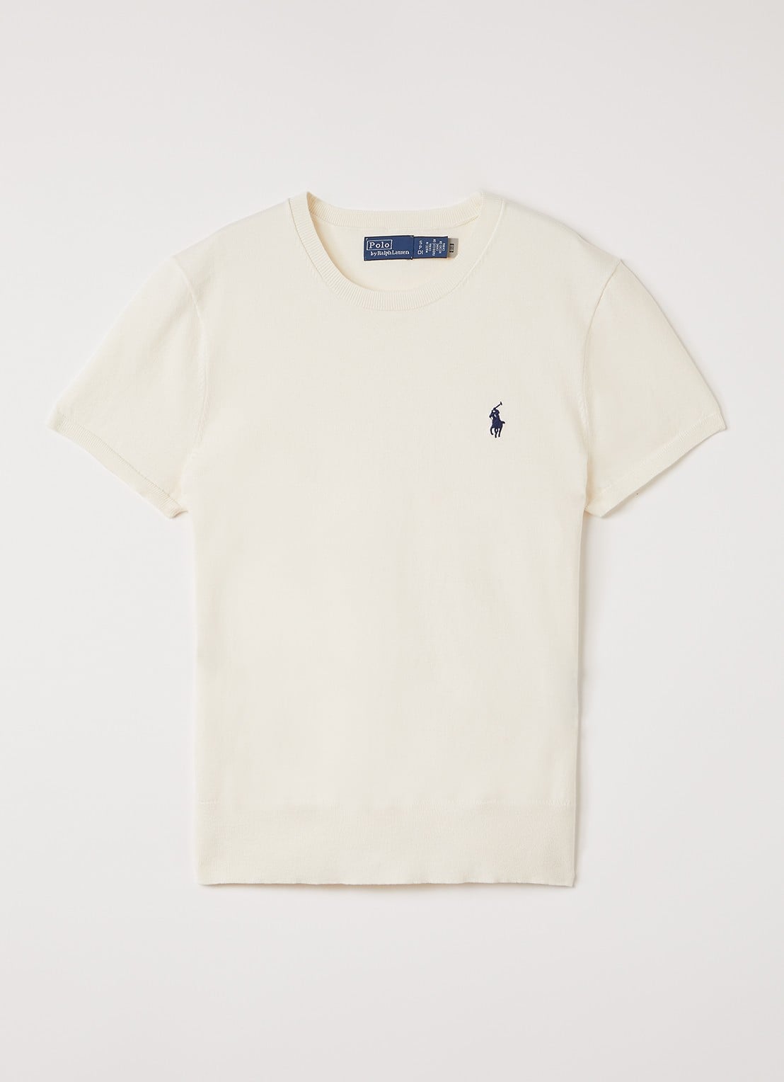 Ralph Lauren Fijngebreide top met logo - voorkant gebroken wit