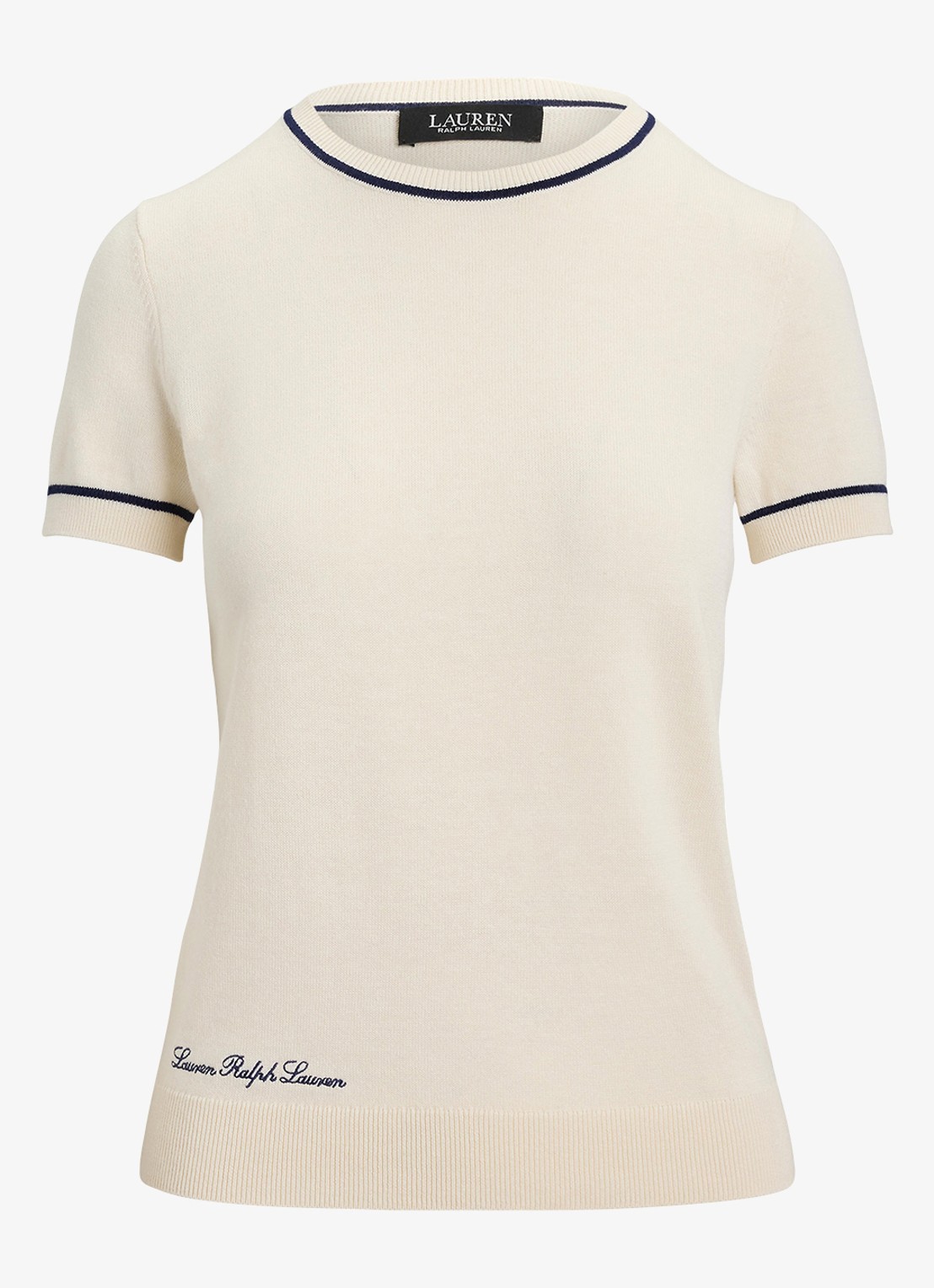 Ralph Lauren Fijngebreide top met logoborduring - voorkant 2 creme