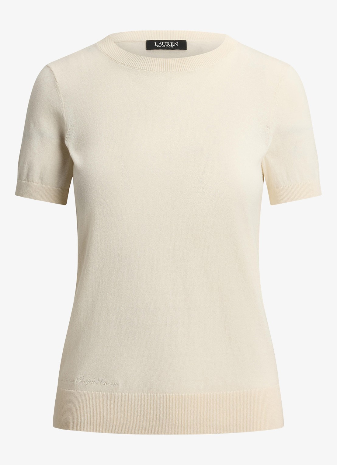 Ralph Lauren Fijngebreide top met logoborduring - voorkant 3 mascarpone crème / crème