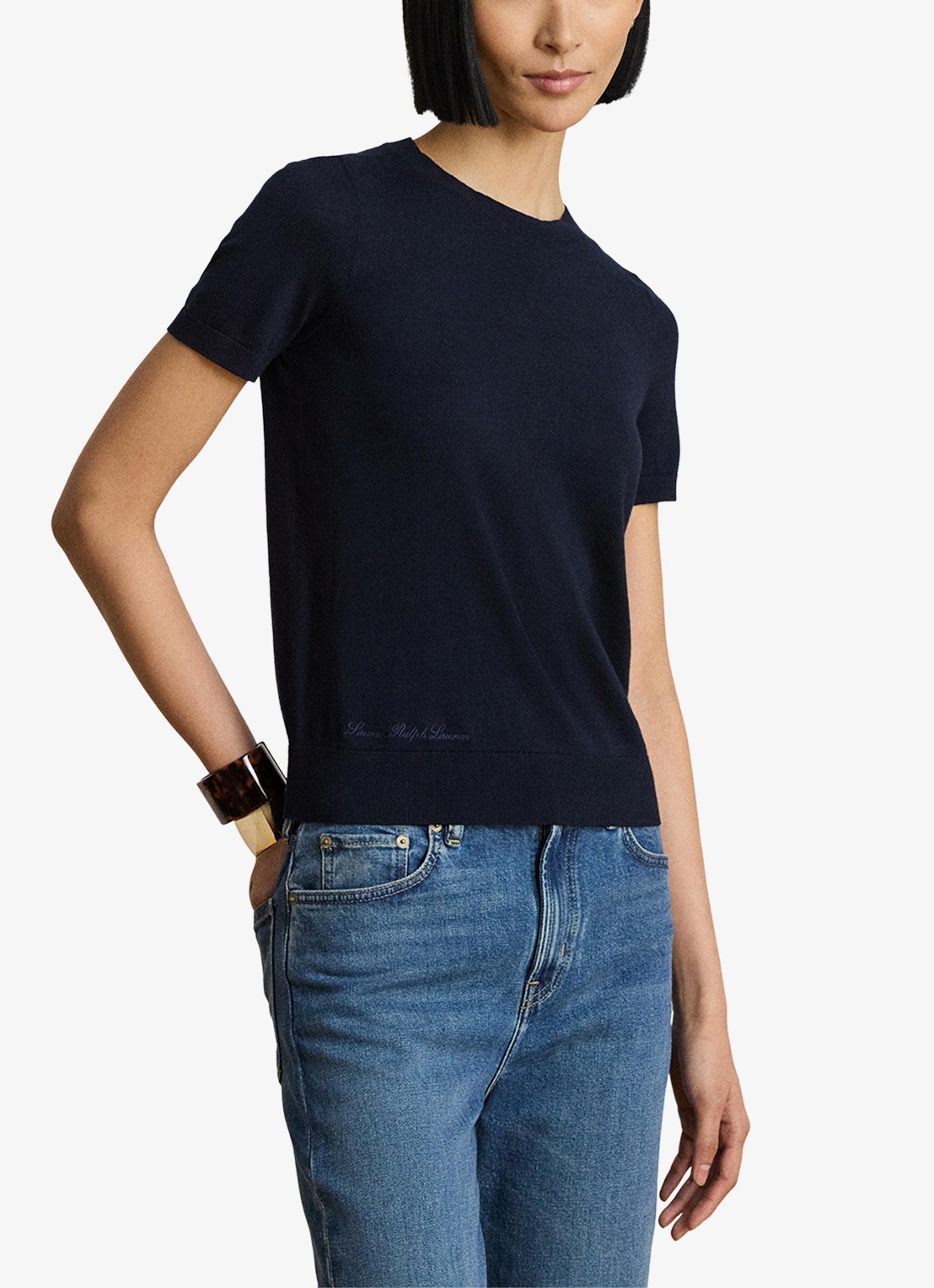 Ralph Lauren Fijngebreide top met logoborduring - detail 4 lauren navy / blauw