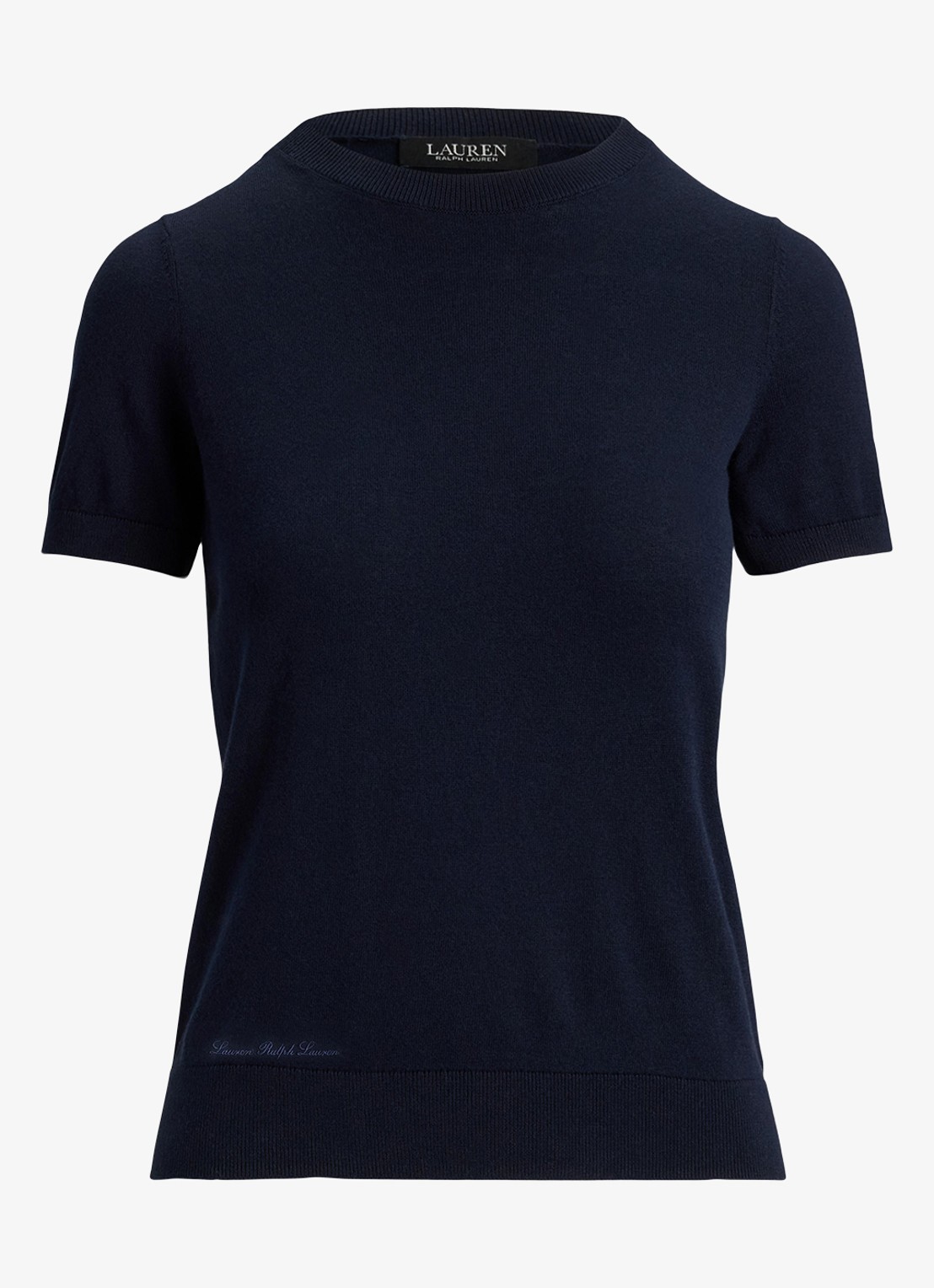 Ralph Lauren Fijngebreide top met logoborduring - voorkant 2 lauren navy / blauw