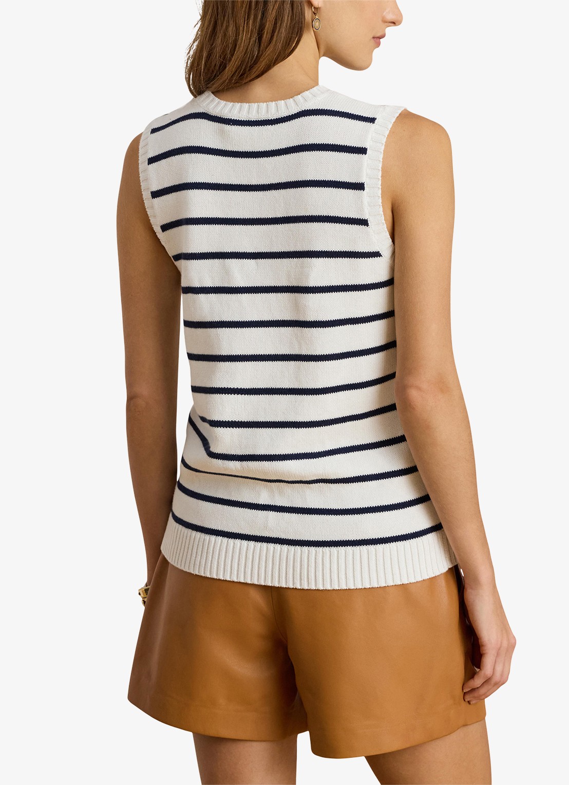 Ralph Lauren Fijngebreide top met streepprint - achterkant wit