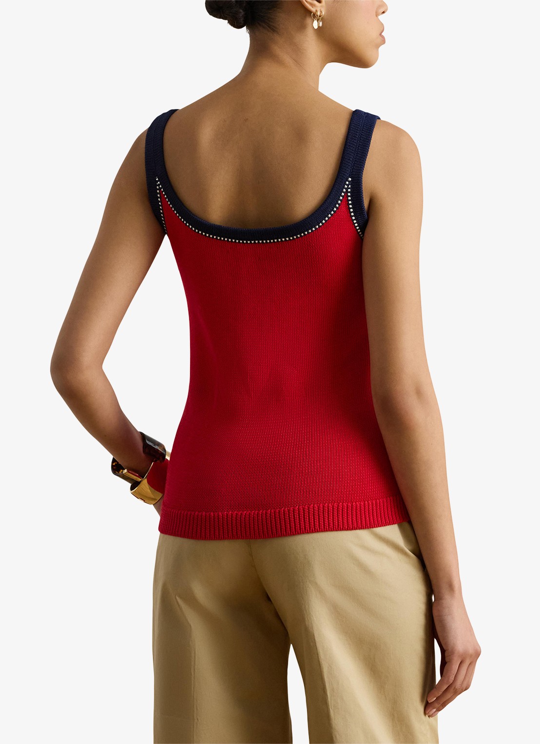 Ralph Lauren Fijngebreide top met stretch - achterkant 3 cruise red multi / rood