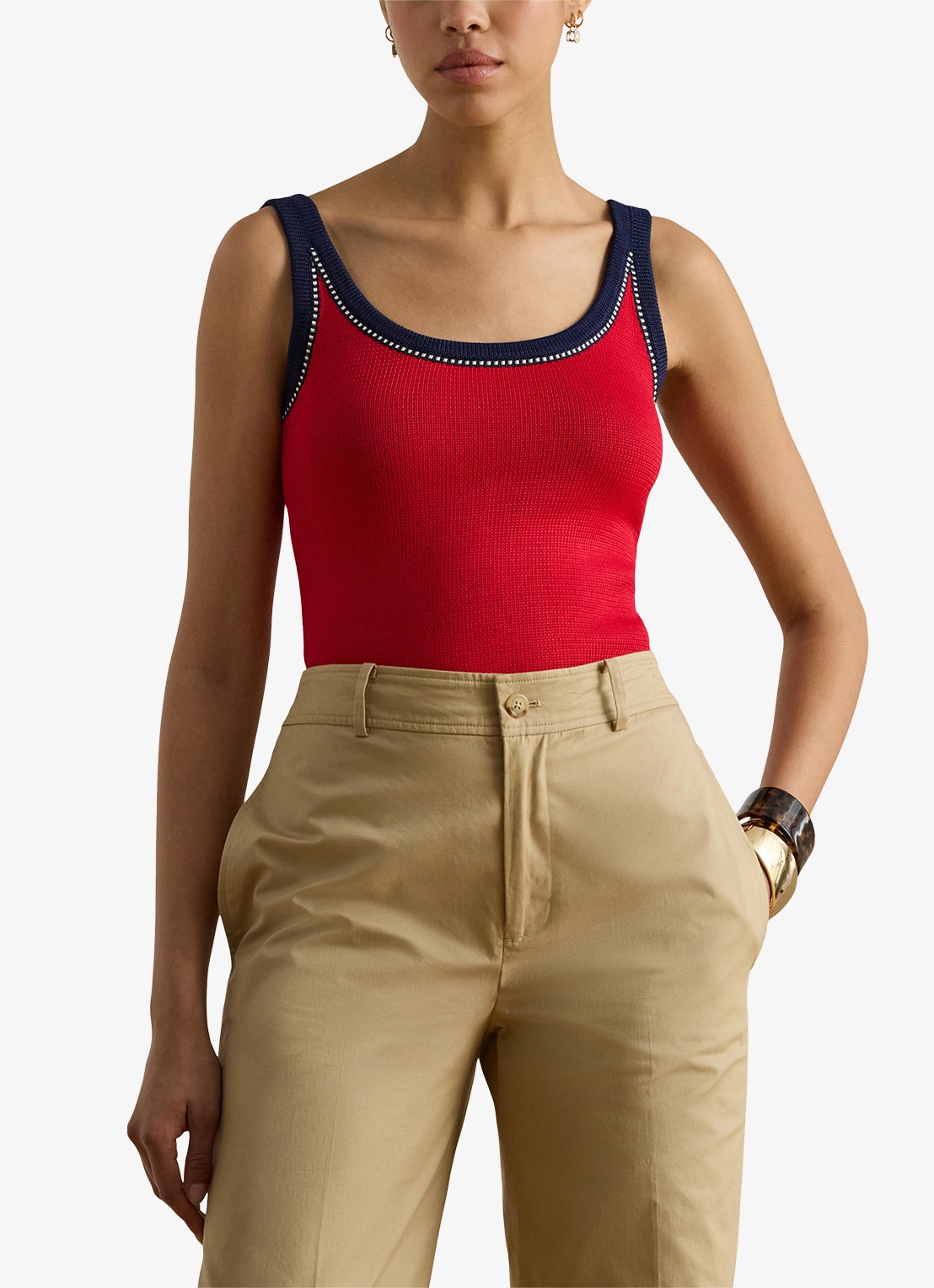 Ralph Lauren Fijngebreide top met stretch - detail cruise red multi / rood