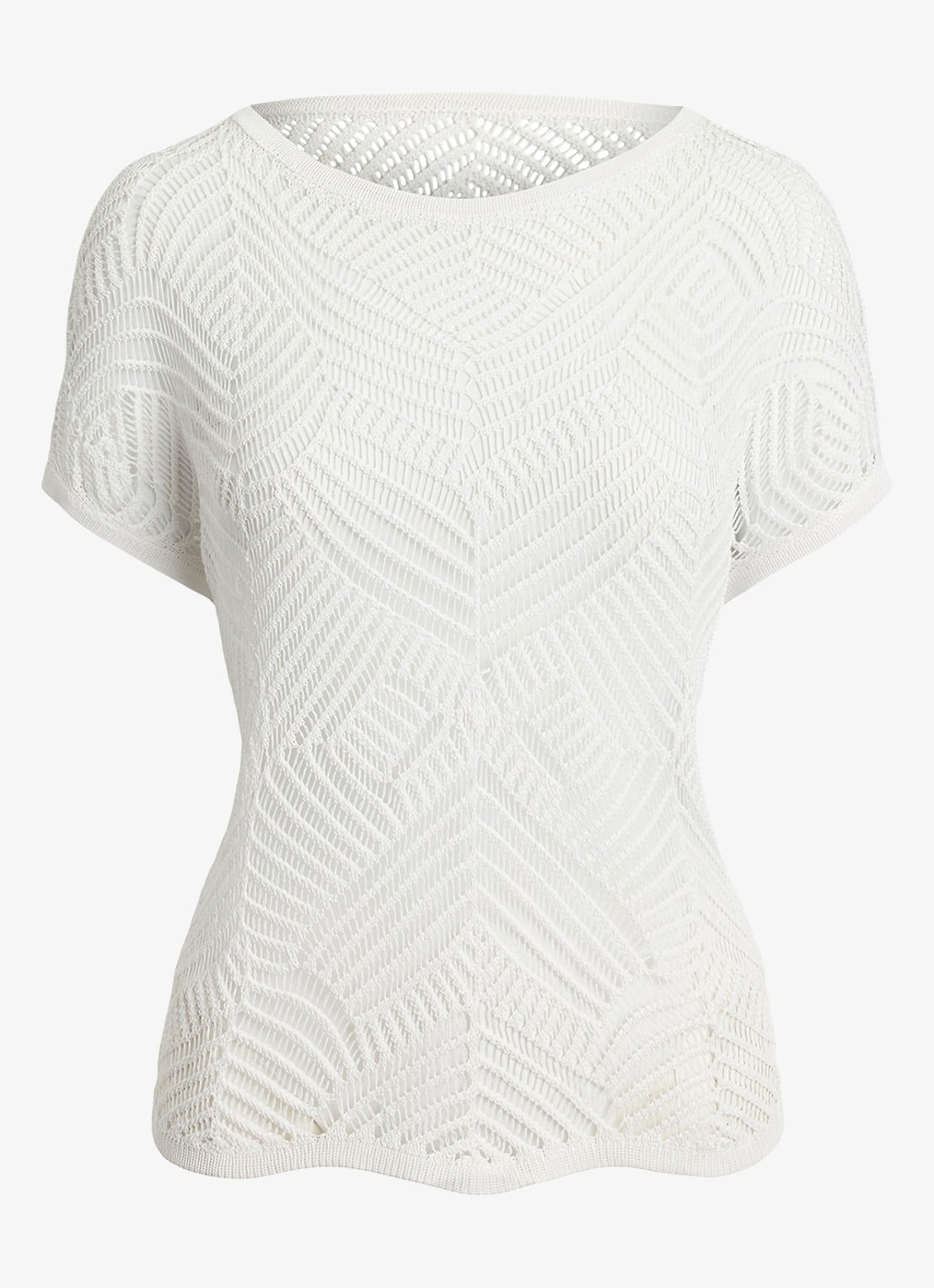 Ralph Lauren Fijngebreide top van mesh met opengewerkt dessin - voorkant 2 wit