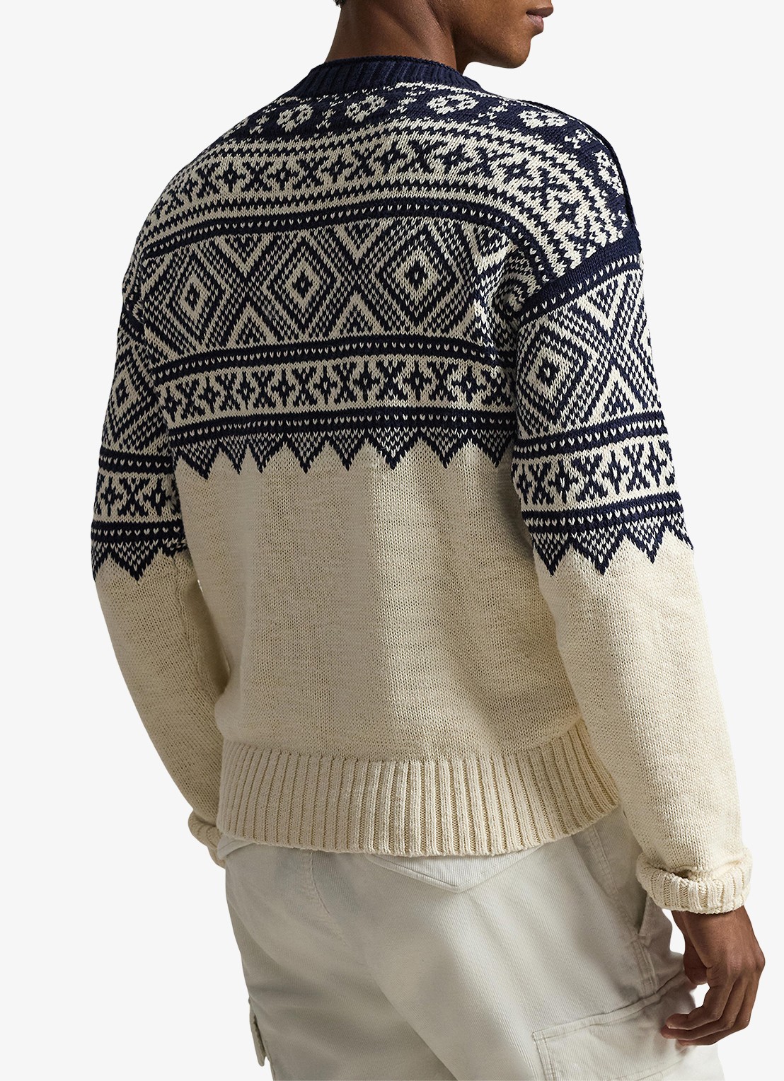 Ralph Lauren Fijngebreide trui in kasjmierblend met ingebreid patroon - achterkant 3 cream combo / creme