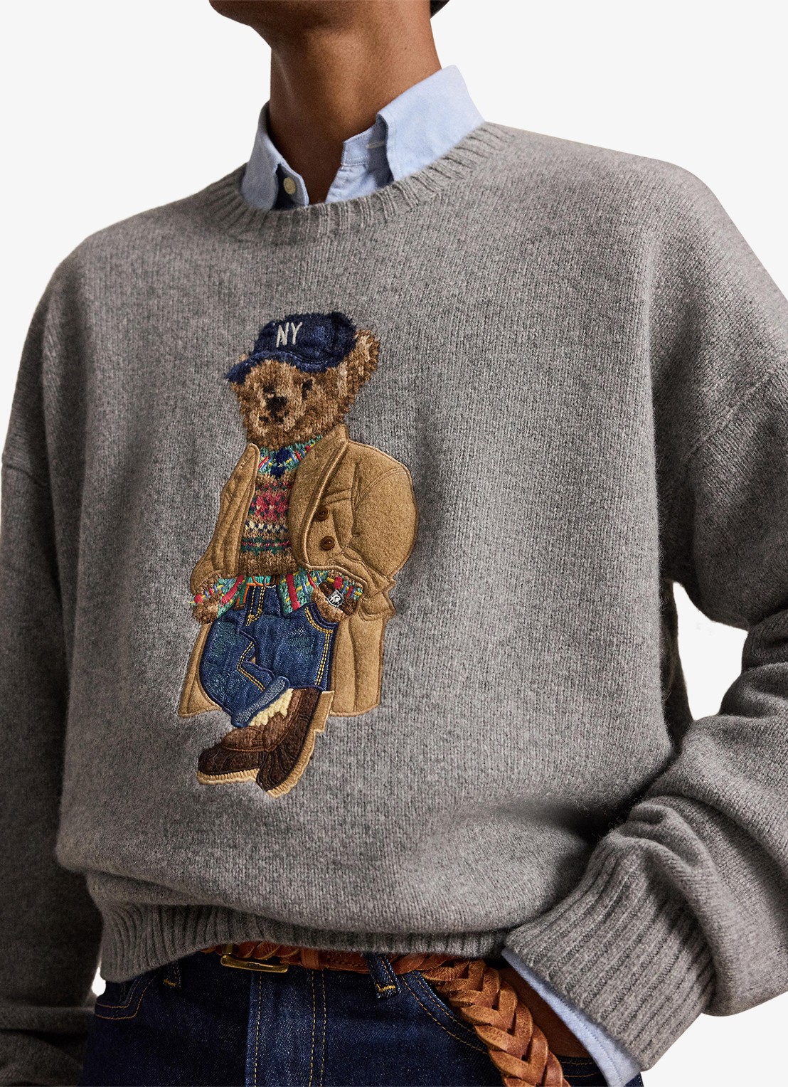 Ralph Lauren Fijngebreide trui in kasjmierblend - detail 4 grijs