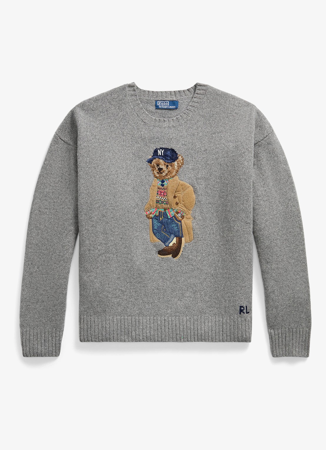 Ralph Lauren Fijngebreide trui in kasjmierblend - voorkant grijs