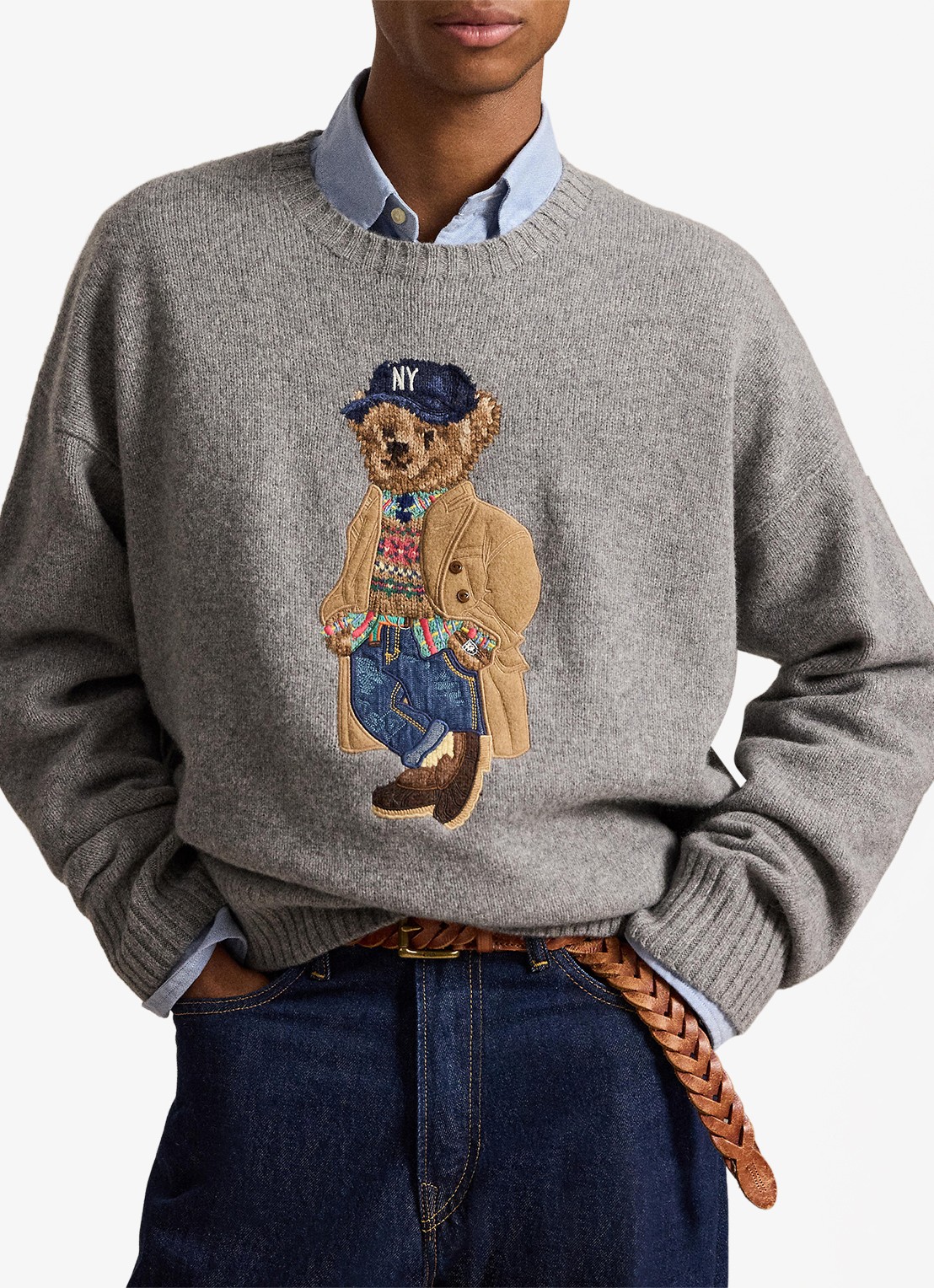 Ralph Lauren Fijngebreide trui in kasjmierblend - voorkant 2 grijs