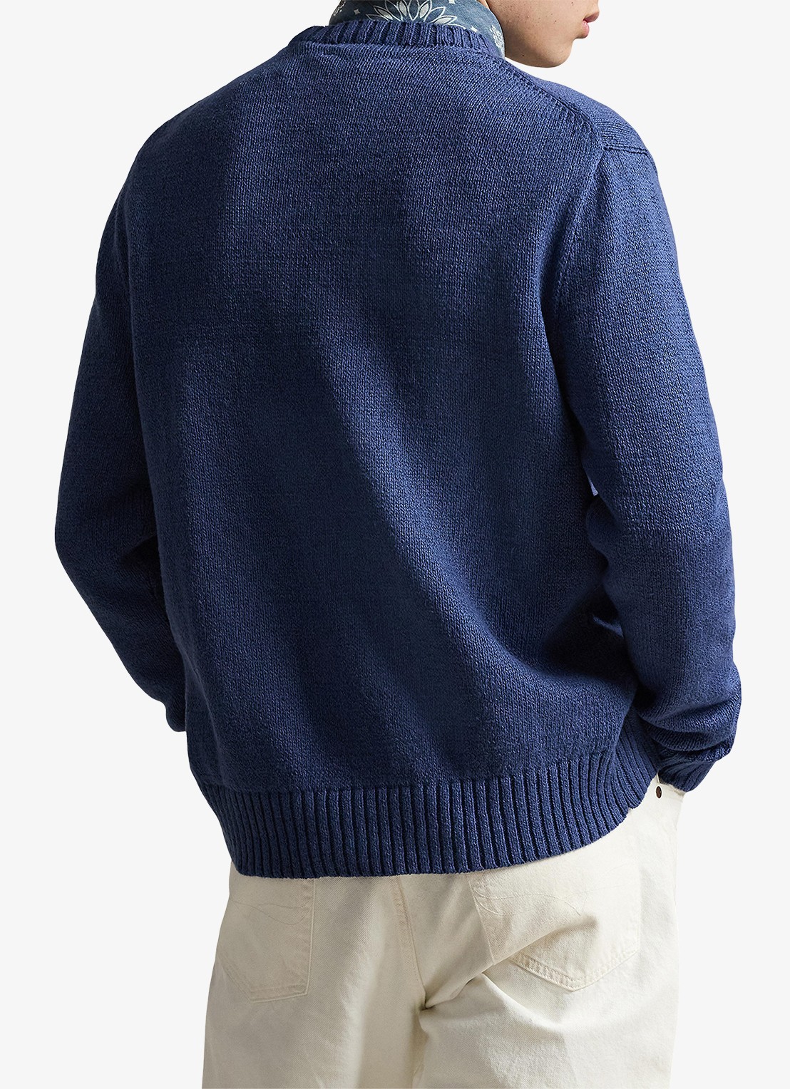 Ralph Lauren Fijngebreide trui in linnenblend met ingebreid patroon - achterkant light navy-2zhw