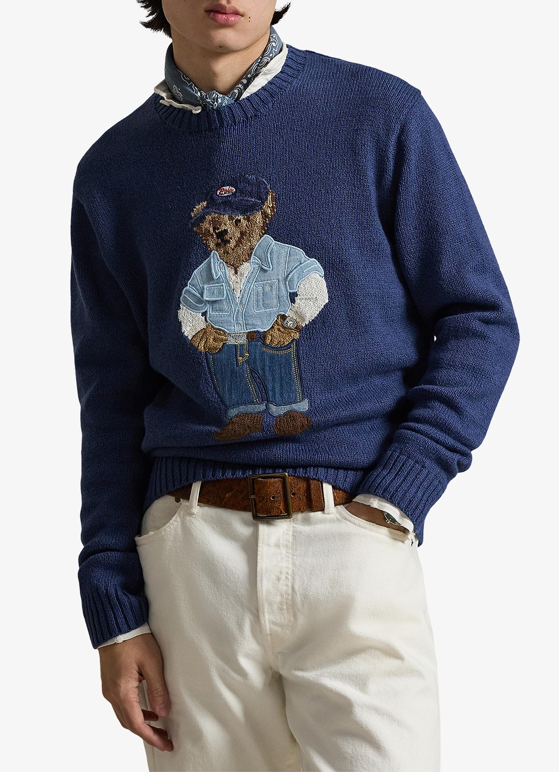 Ralph Lauren Fijngebreide trui in linnenblend met ingebreid patroon - detail 4 light navy-2zhw