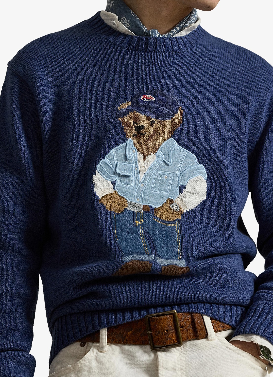 Ralph Lauren Fijngebreide trui in linnenblend met ingebreid patroon - detail 5 light navy-2zhw