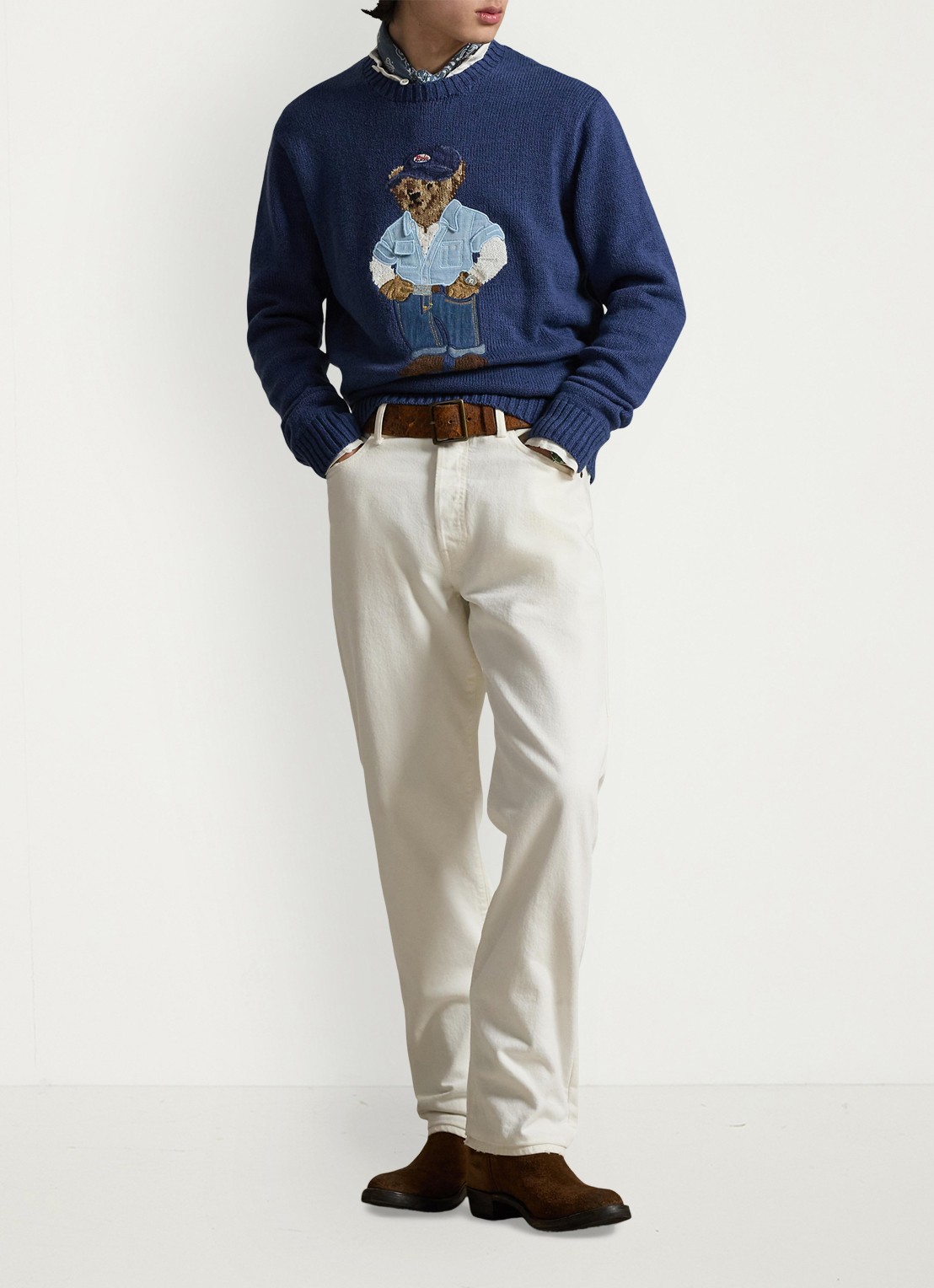 Ralph Lauren Fijngebreide trui in linnenblend met ingebreid patroon - voorkant 3 light navy-2zhw