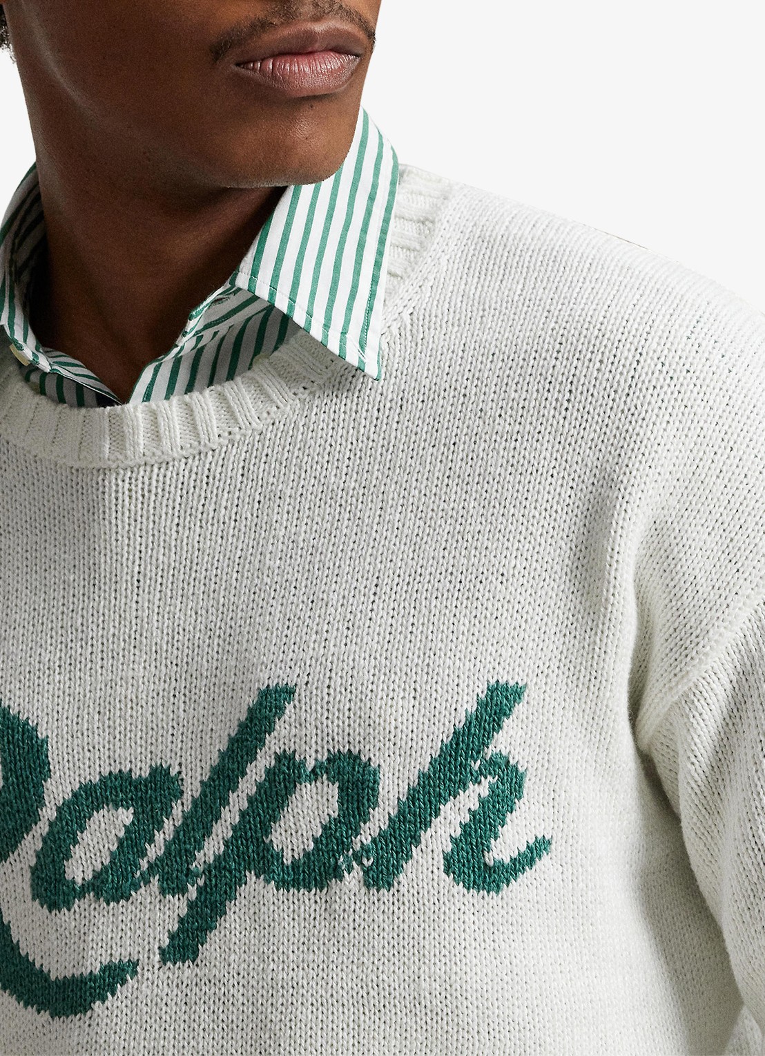 Ralph Lauren Fijngebreide trui in linnenblend met logoprint - detail 2 deckwash white combo-40jm