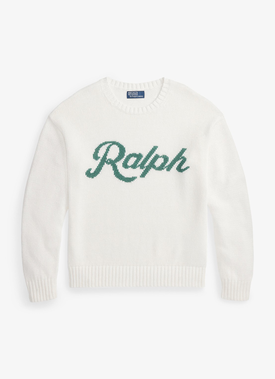 Ralph Lauren Fijngebreide trui in linnenblend met logoprint - voorkant 3 deckwash white combo-40jm