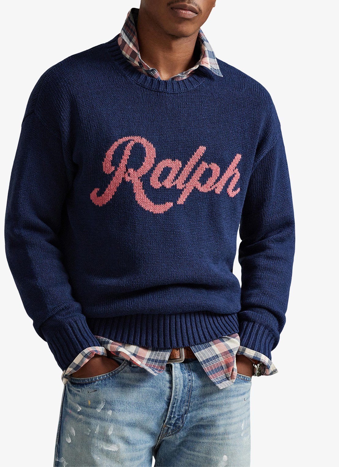 Ralph Lauren Fijngebreide trui in linnenblend met logoprint - detail 4 dark cobalt combo-zyrz