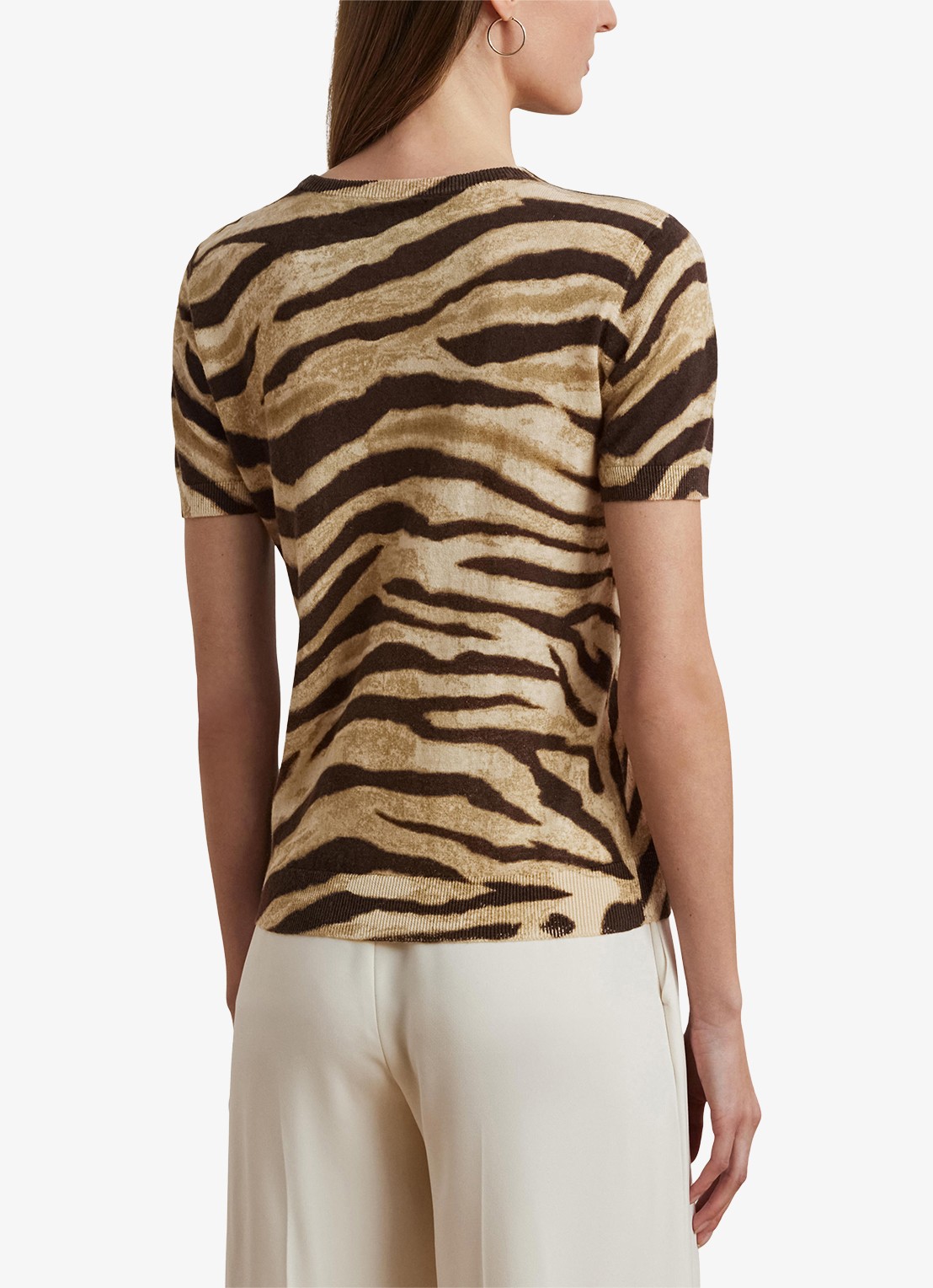 Ralph Lauren Fijngebreide trui in linnenblend met print - achterkant 5 bruin