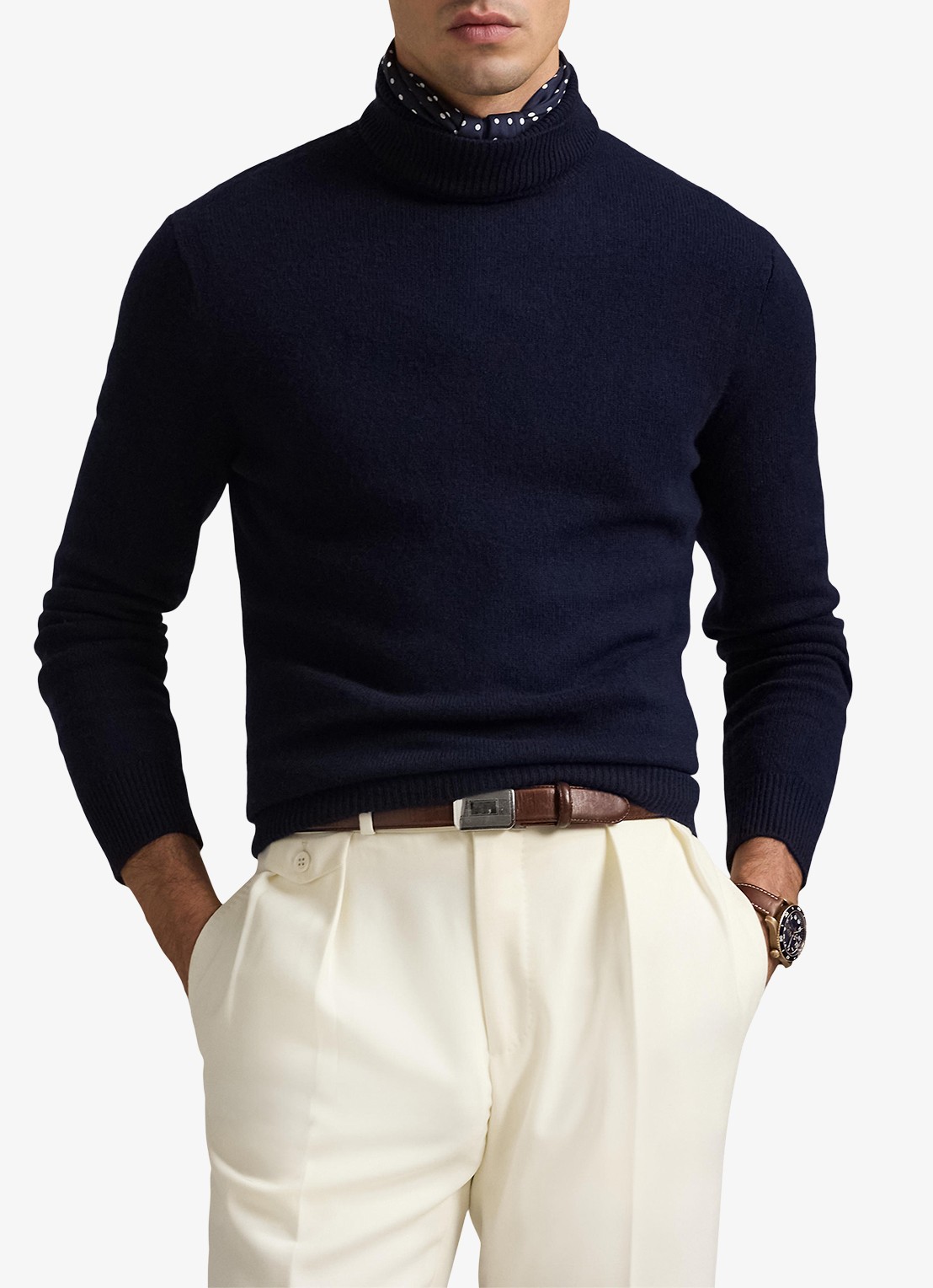 Ralph Lauren Fijngebreide trui in wolblend met col  - detail 3 blauw