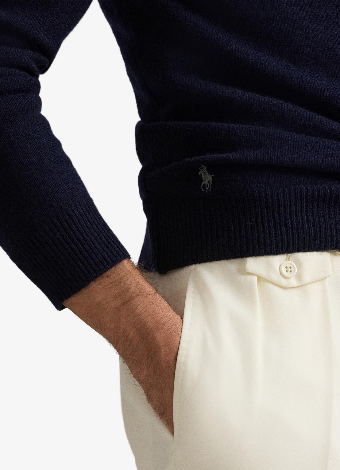 Ralph Lauren Fijngebreide trui in wolblend met col  - detail 4 blauw
