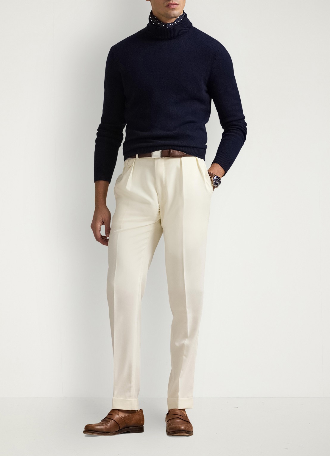 Ralph Lauren Fijngebreide trui in wolblend met col  - voorkant 2 blauw