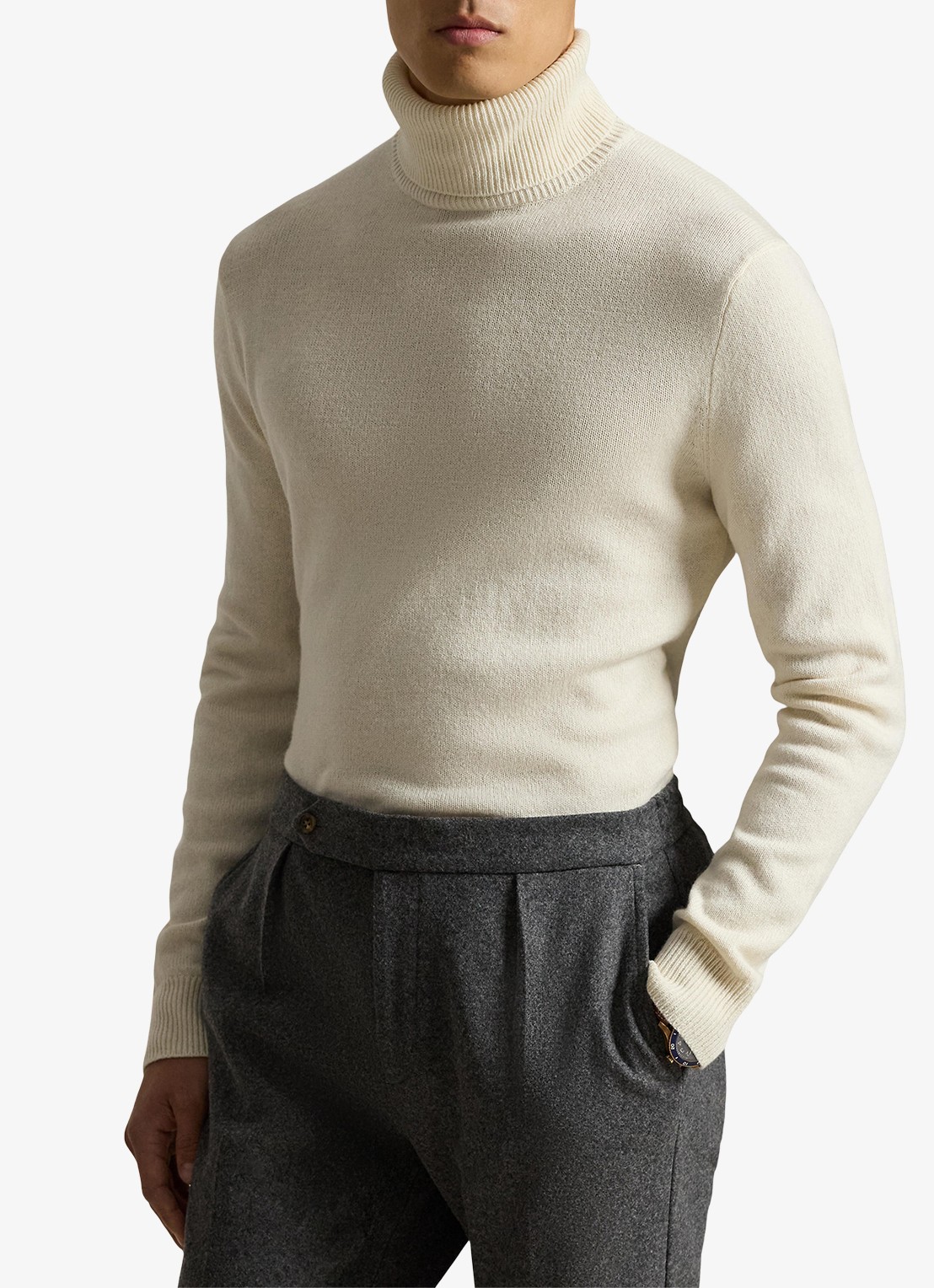 Ralph Lauren Fijngebreide trui in wolblend met col  - detail andover cream / creme