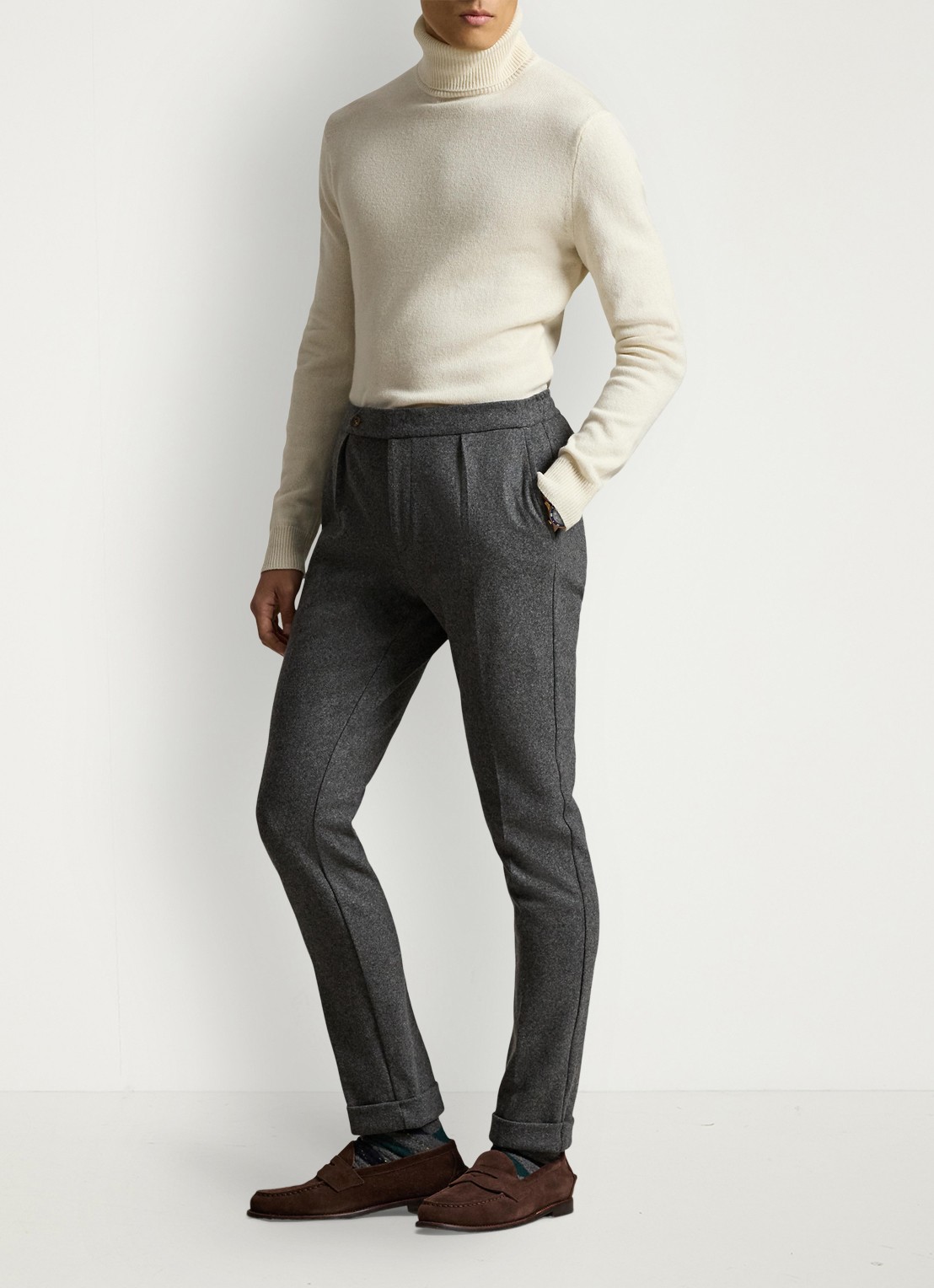 Ralph Lauren Fijngebreide trui in wolblend met col  - voorkant 4 andover cream / creme