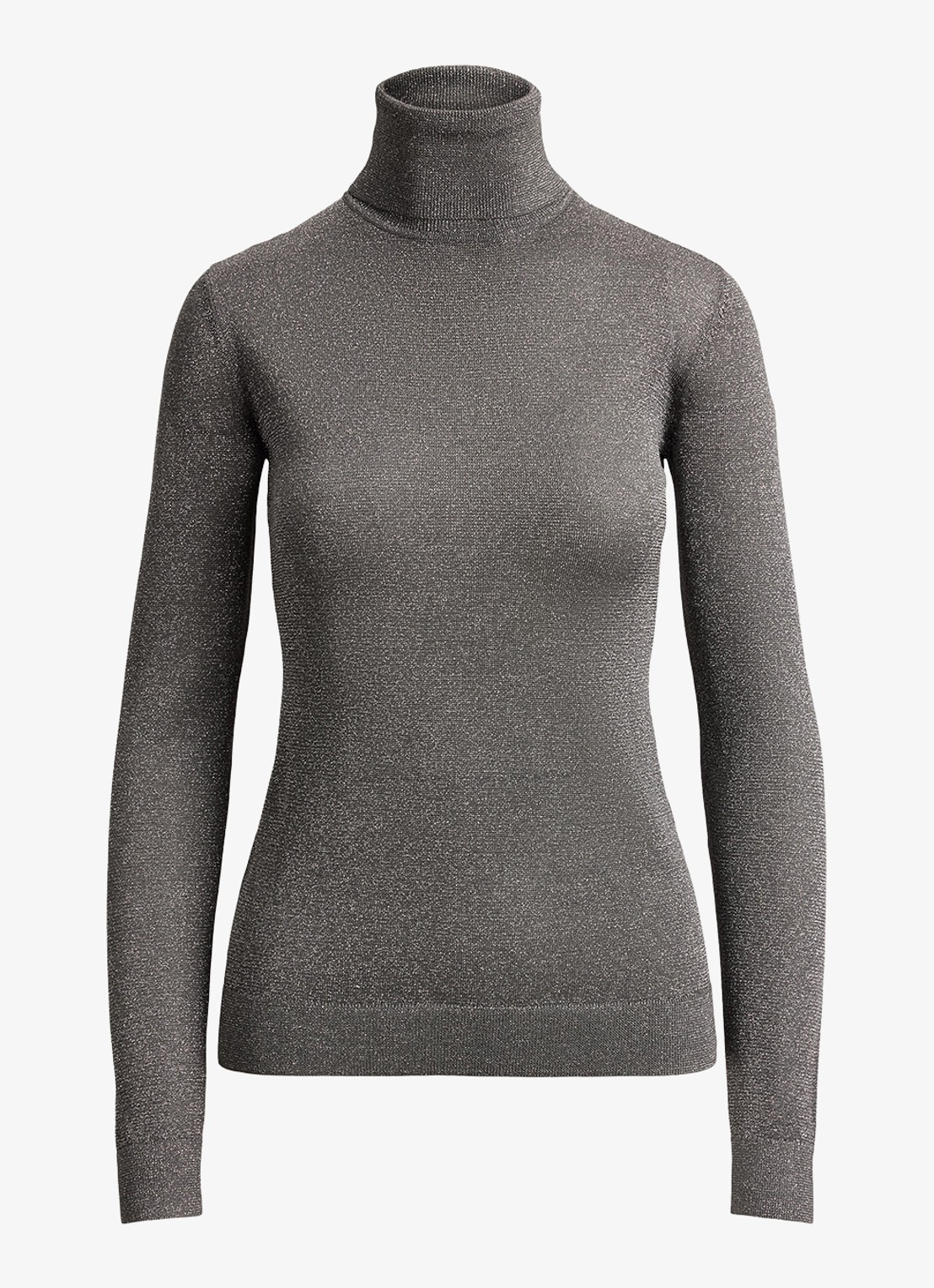 Ralph Lauren Fijngebreide trui met col en metallic finish - voorkant 3 black/silver metallic / zwart/zilver