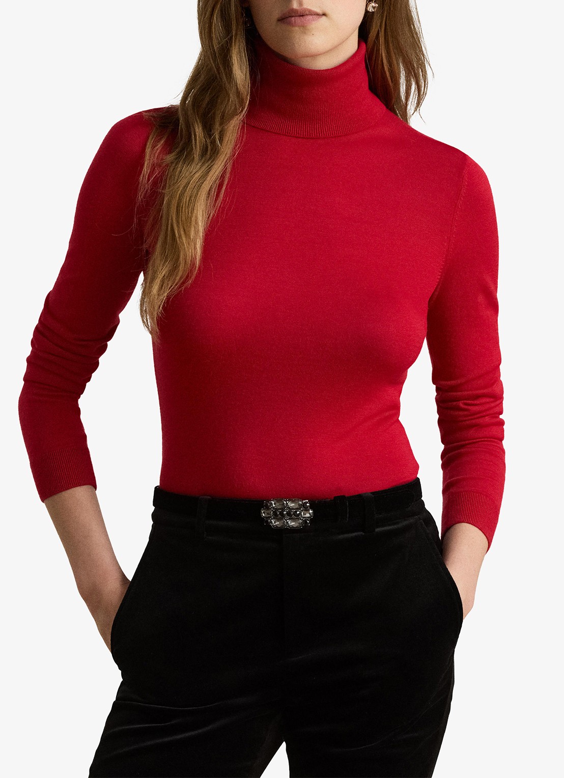 Ralph Lauren Fijngebreide trui met col - detail 4 ralph red / rood
