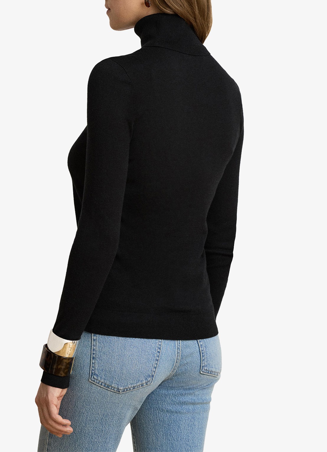 Ralph Lauren Fijngebreide trui met col - achterkant black / zwart