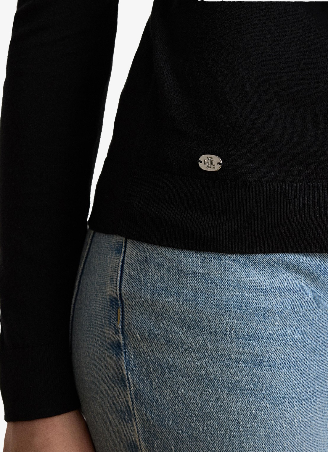 Ralph Lauren Fijngebreide trui met col - detail 5 black / zwart