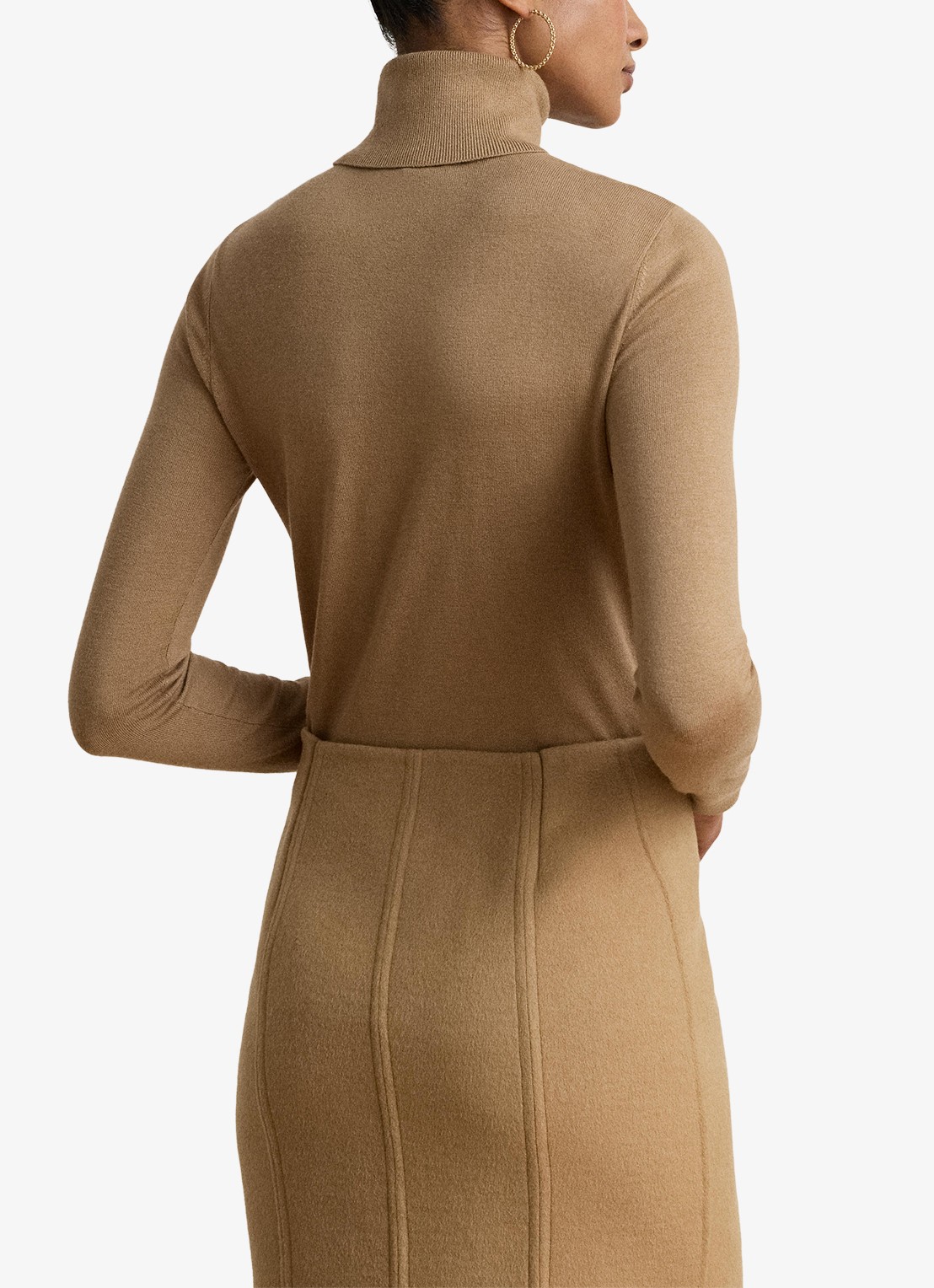 Ralph Lauren Fijngebreide trui met col - achterkant 5 lauren camel / beige