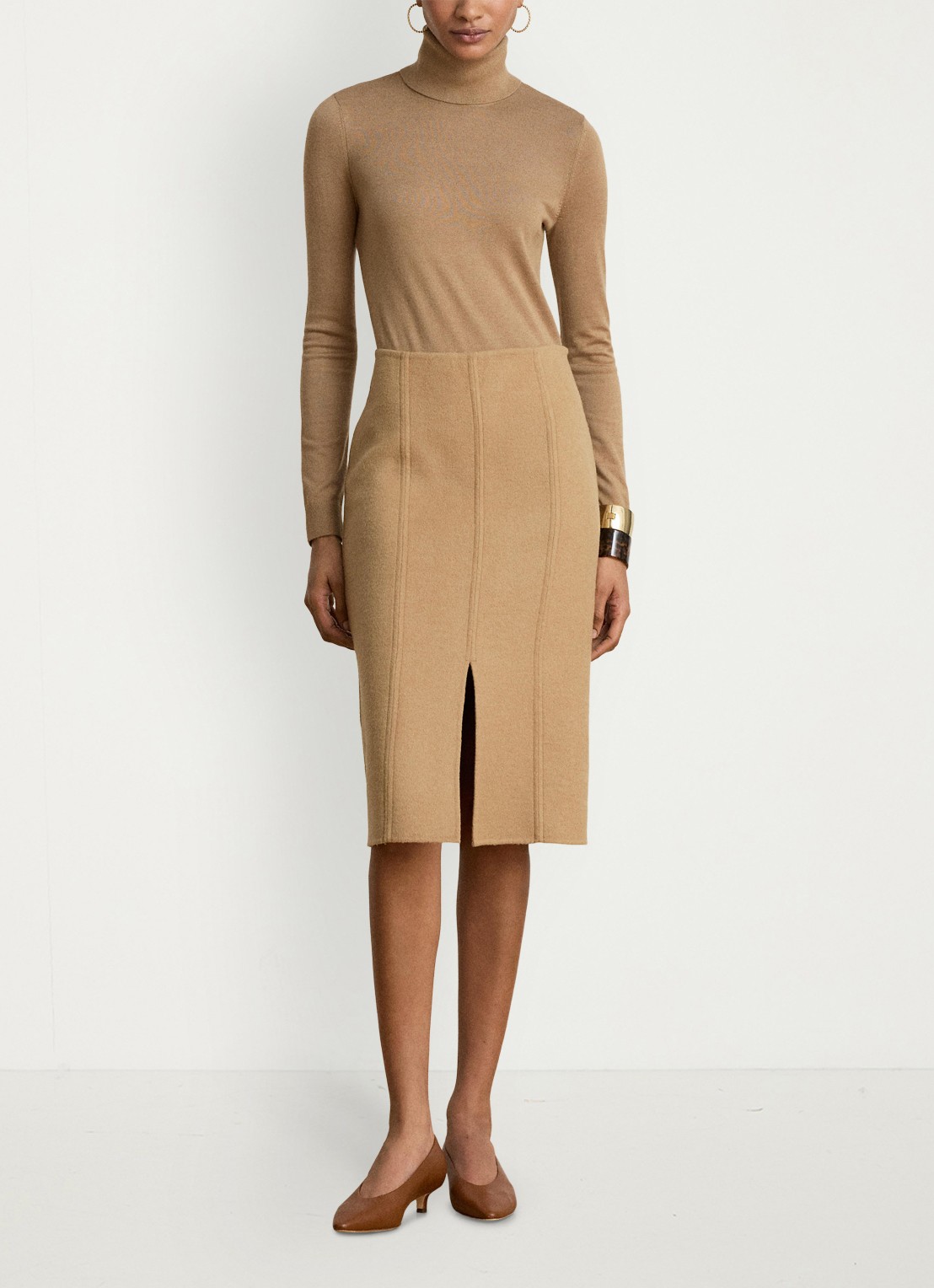 Ralph Lauren Fijngebreide trui met col - detail lauren camel / beige