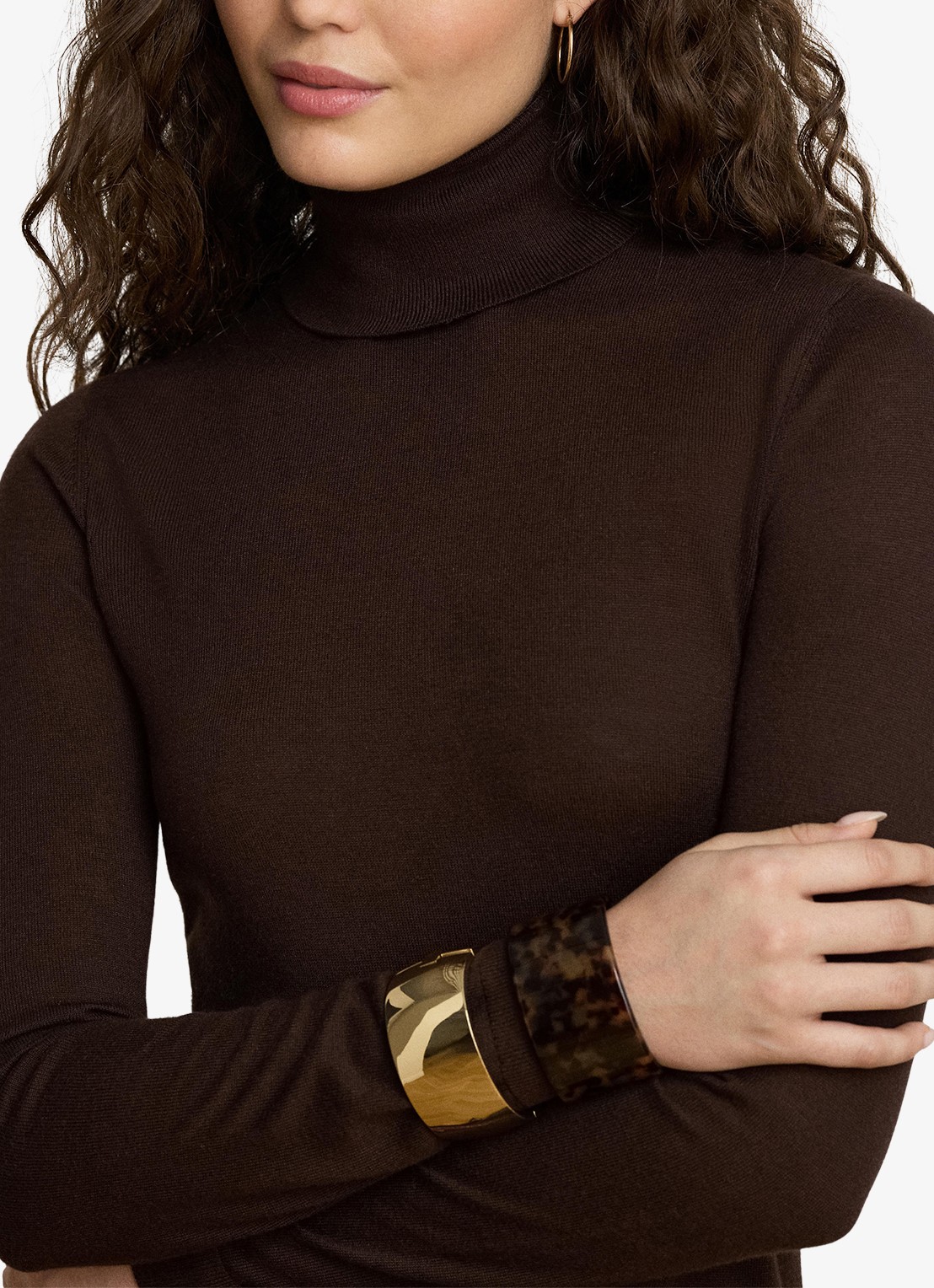 Ralph Lauren Fijngebreide trui met col - detail 5 circuit brown / bruin