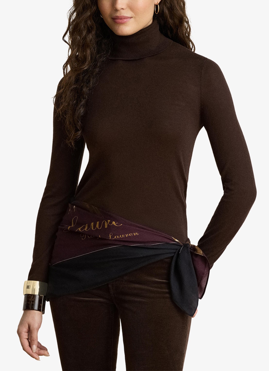 Ralph Lauren Fijngebreide trui met col - voorkant 2 circuit brown / bruin