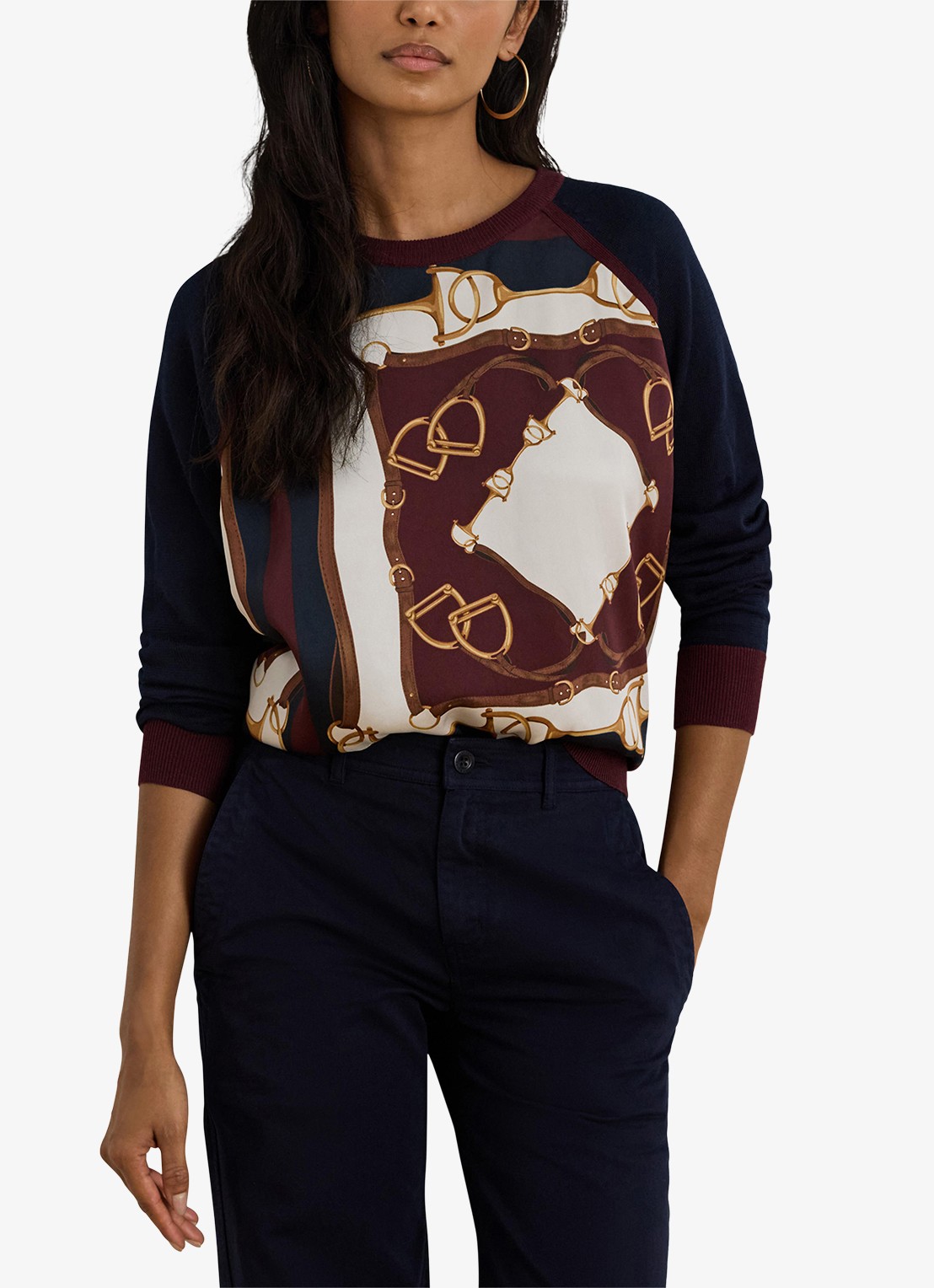 Ralph Lauren Fijngebreide trui met grafische print - detail 2 lauren navy / donkerblauw