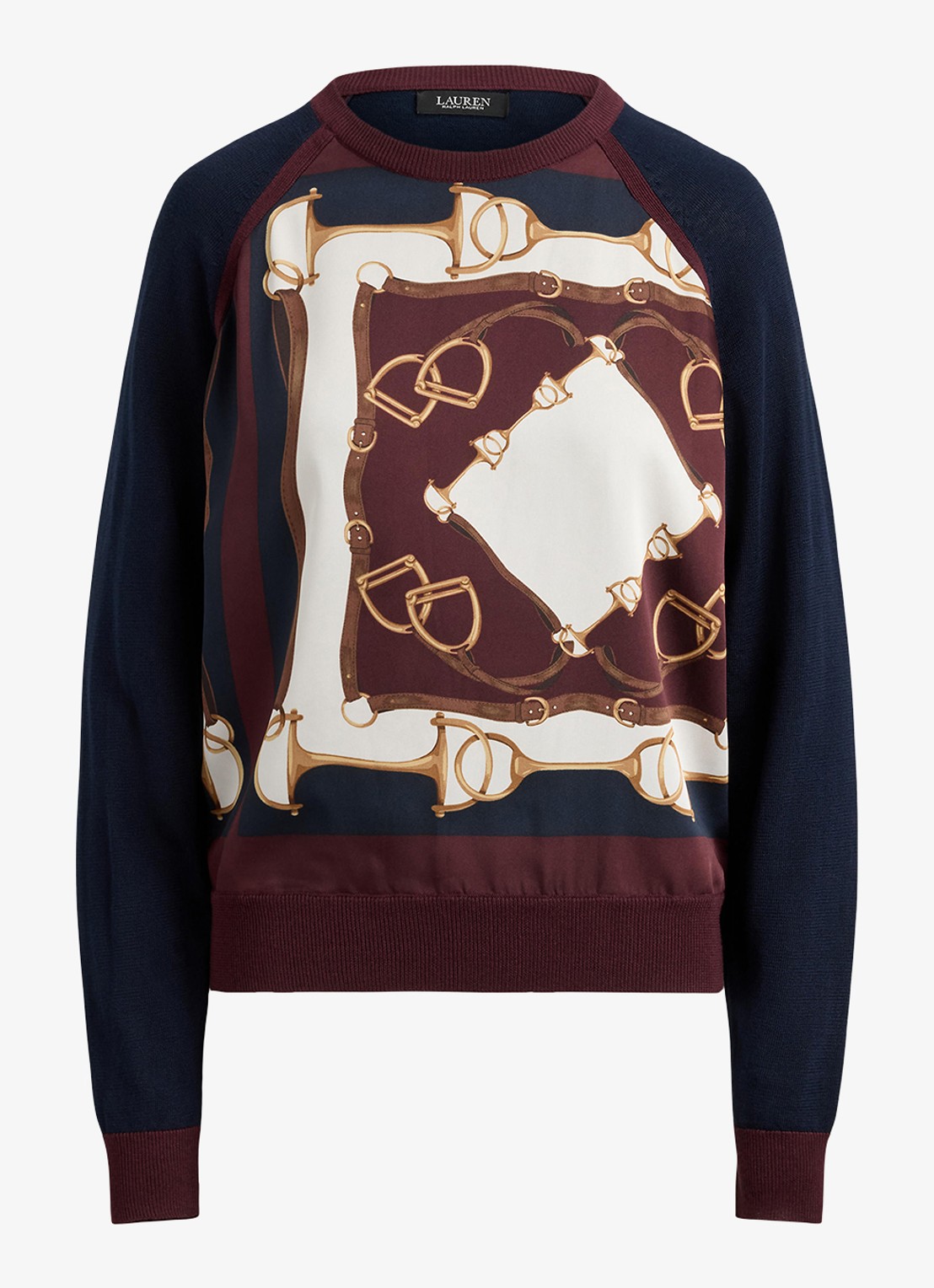 Ralph Lauren Fijngebreide trui met grafische print - voorkant 3 lauren navy / donkerblauw