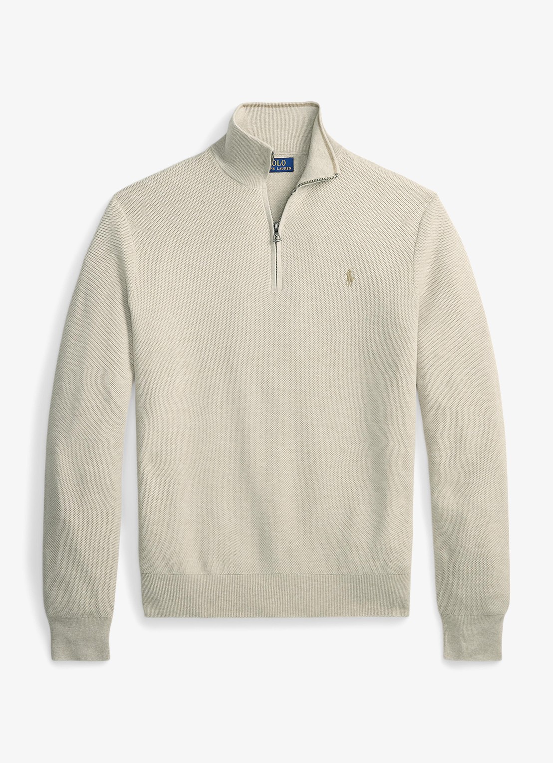Ralph Lauren Fijngebreide trui met halve rits en logoborduring - voorkant 2 light walnut brown / brown