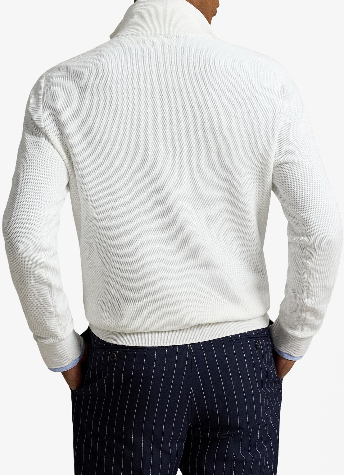 Ralph Lauren Fijngebreide trui met halve rits en logoborduring - achterkant 5 deckwash white / wit