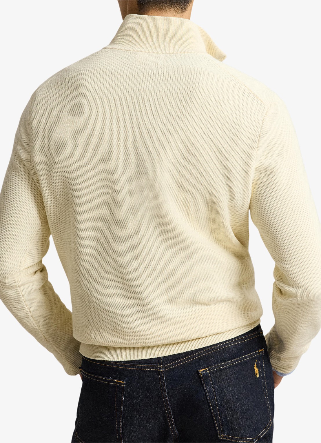 Ralph Lauren Fijngebreide trui met halve rits en logoborduring - achterkant 5 andover cream / crème