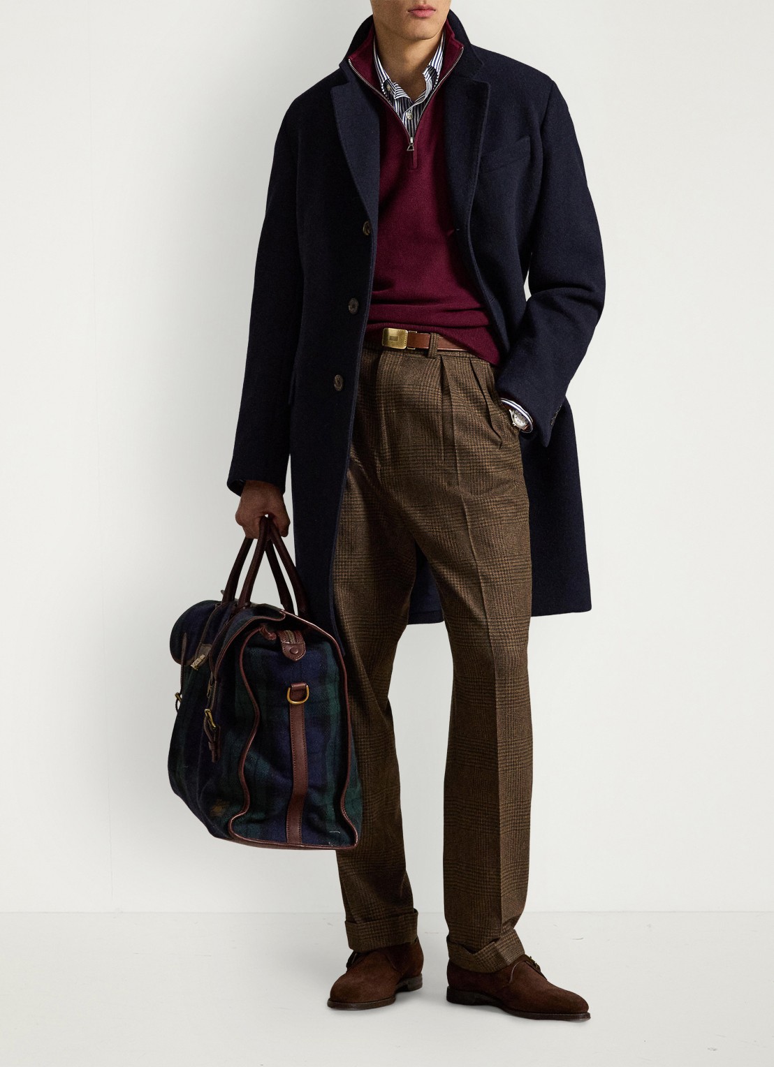 Ralph Lauren Fijngebreide trui met halve rits en logoborduring - detail 2 merlot wine heather / rood