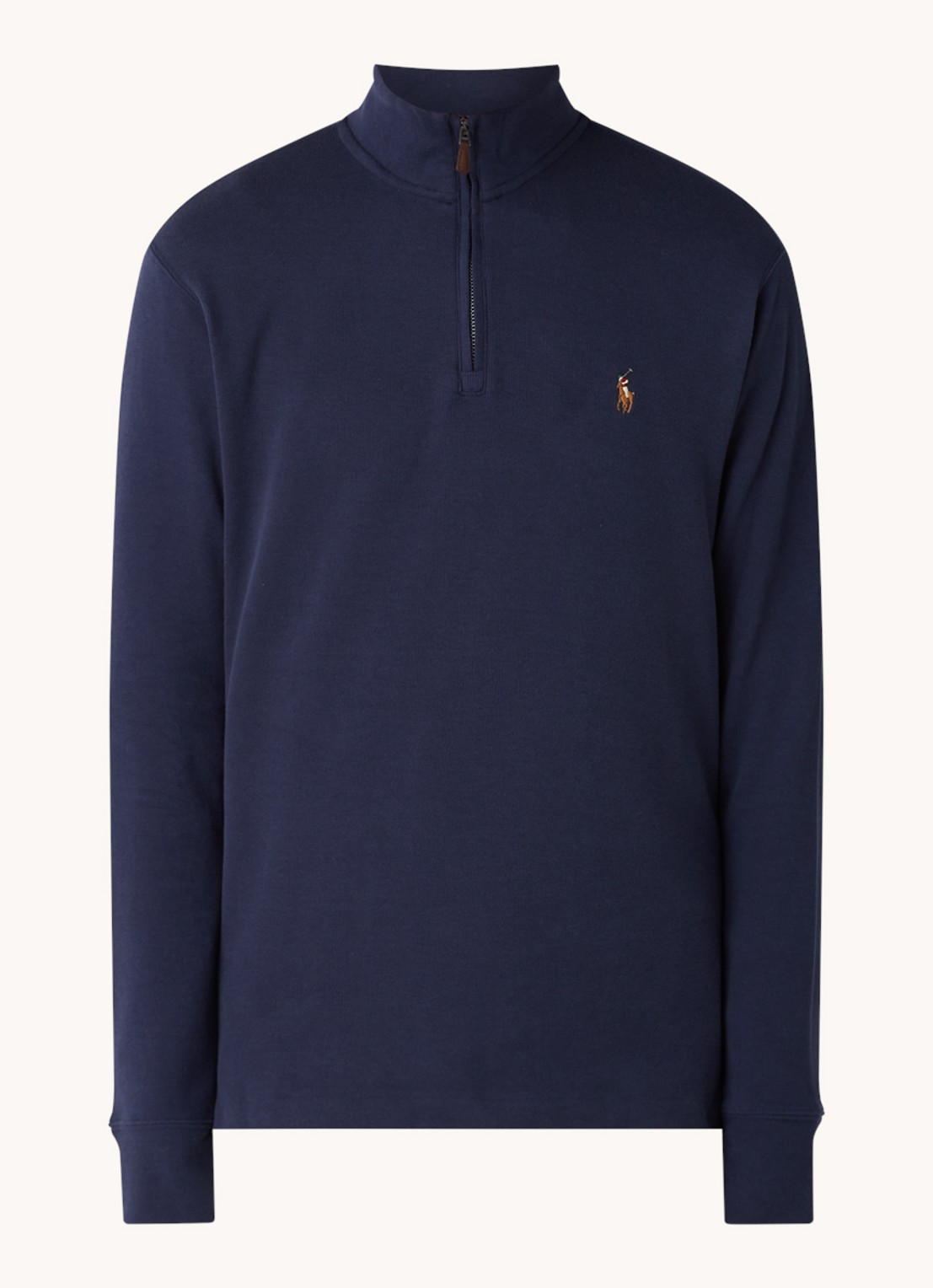 Ralph Lauren Fijngebreide trui met halve rits  - voorkant 2 cruise navy / donkerblauw