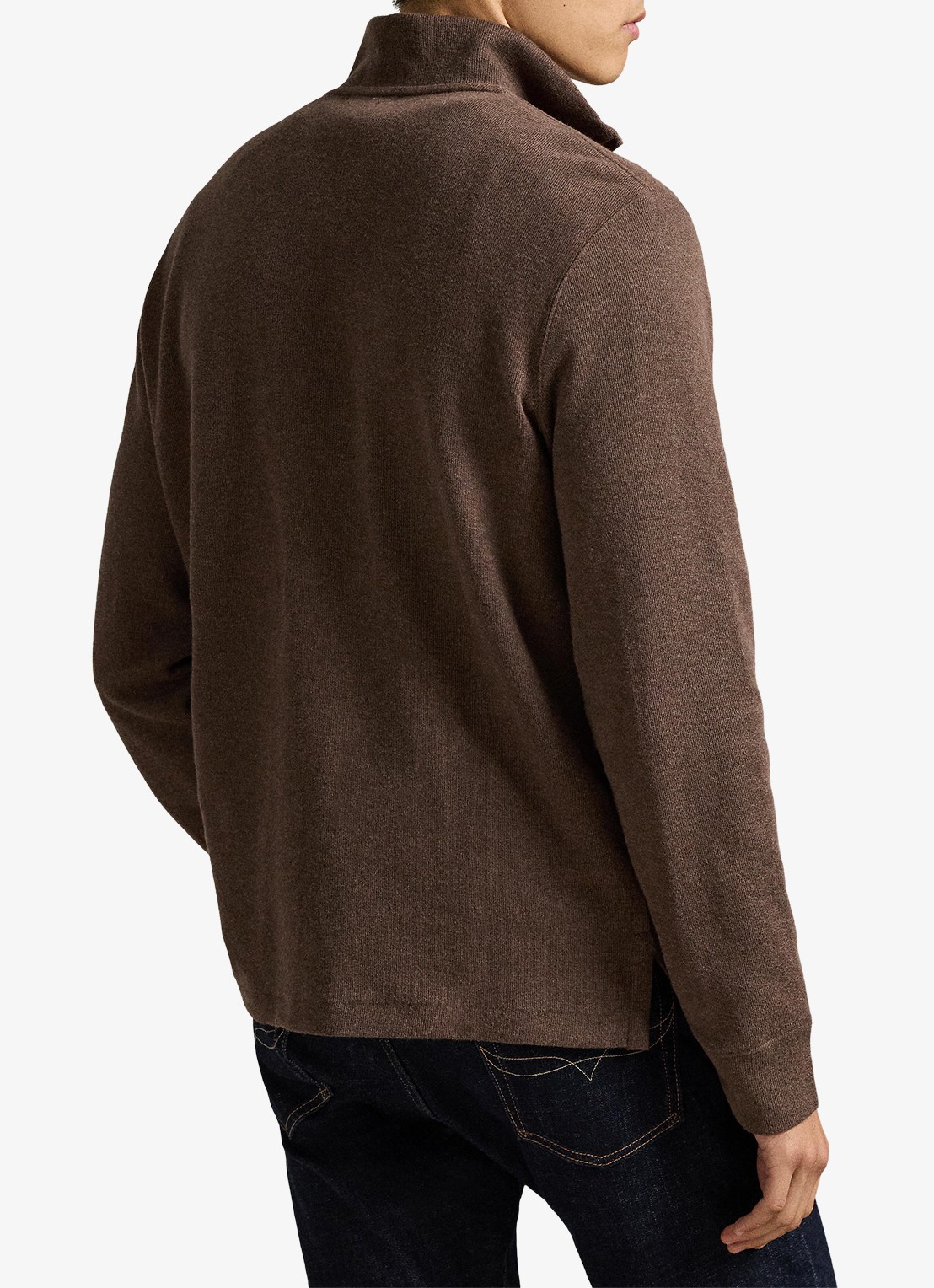 Ralph Lauren Fijngebreide trui met halve rits  - achterkant 5 nutmeg brown heather 2zao