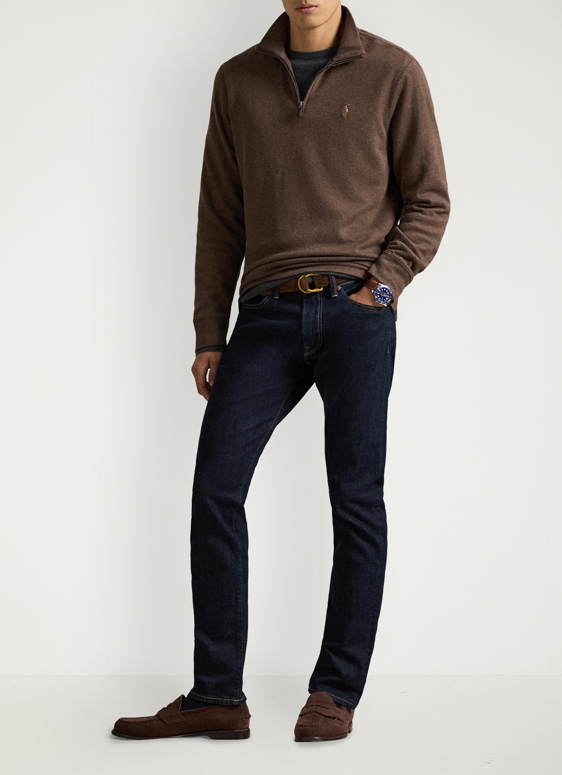 Ralph Lauren Fijngebreide trui met halve rits  - detail 3 nutmeg brown heather 2zao