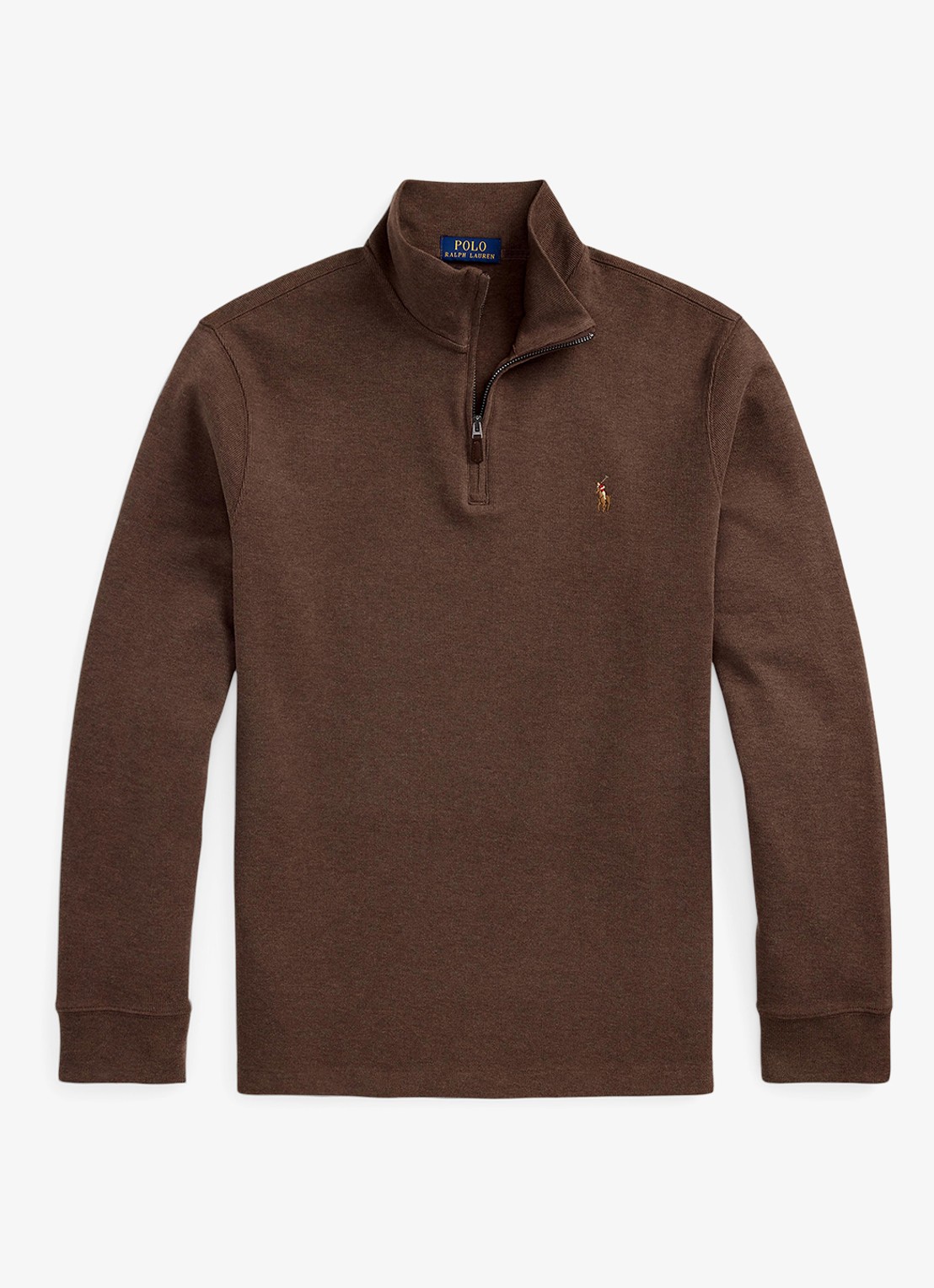 Ralph Lauren Fijngebreide trui met halve rits  - voorkant nutmeg brown heather 2zao