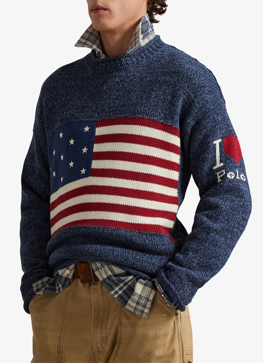 Ralph Lauren Fijngebreide trui met ingebreid patroon - detail 2 blue marl / blauw