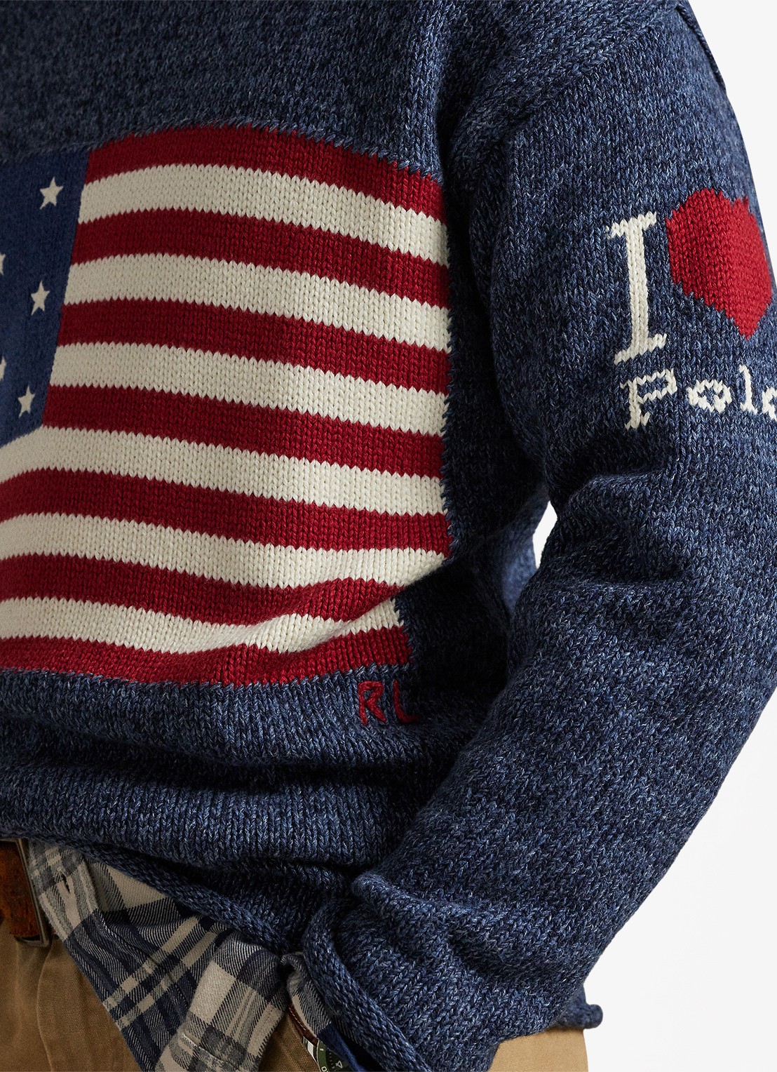 Ralph Lauren Fijngebreide trui met ingebreid patroon - detail 3 blue marl / blauw