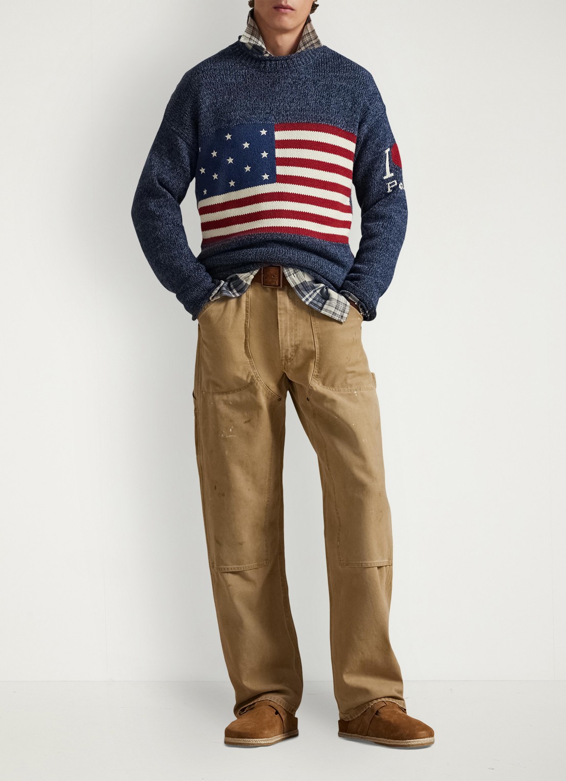 Ralph Lauren Fijngebreide trui met ingebreid patroon - voorkant 5 blue marl / blauw