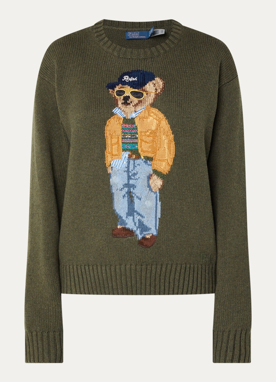 Ralph Lauren Fijngebreide trui met ingebreide print - voorkant 3 bronsgroen