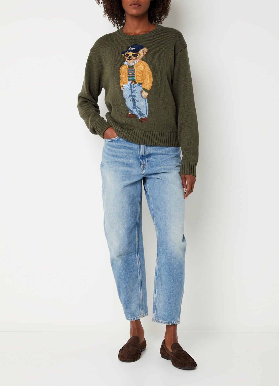 Ralph Lauren Fijngebreide trui met ingebreide print - voorkant 4 bronsgroen